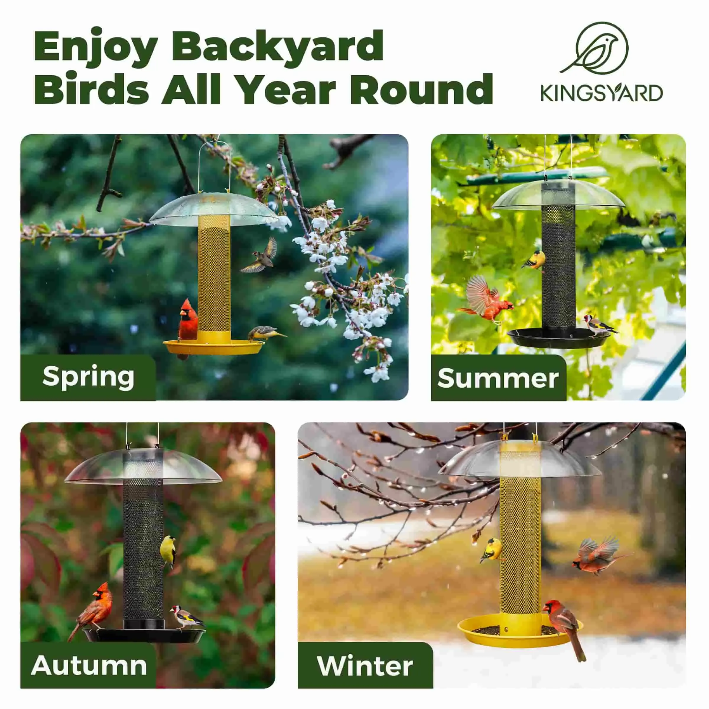 Black Kingsyard Finch Feeder with Weather Dome & Seed Tray 8
