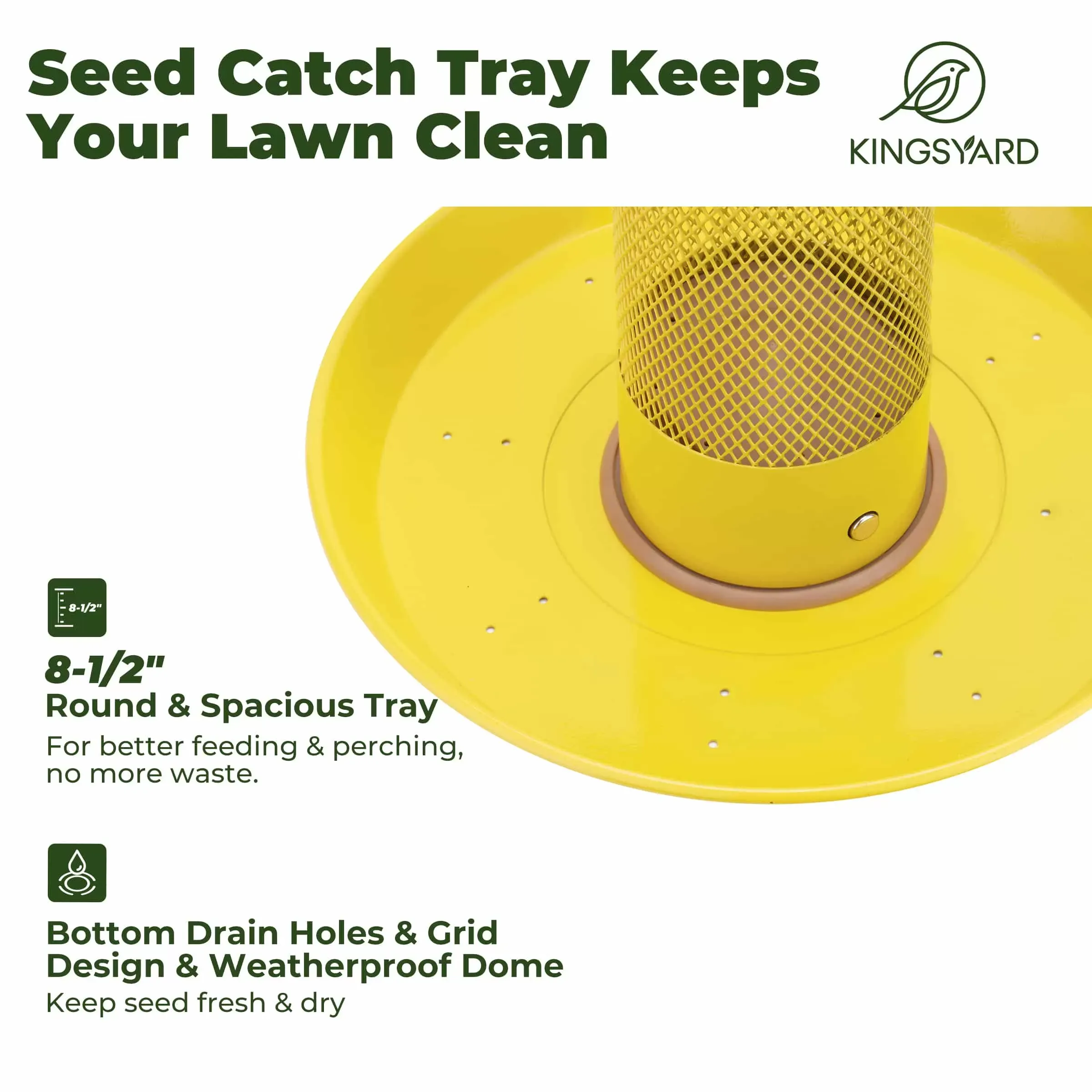 Yellow Kingsyard Finch Feeder with Weather Dome & Seed Tray 5