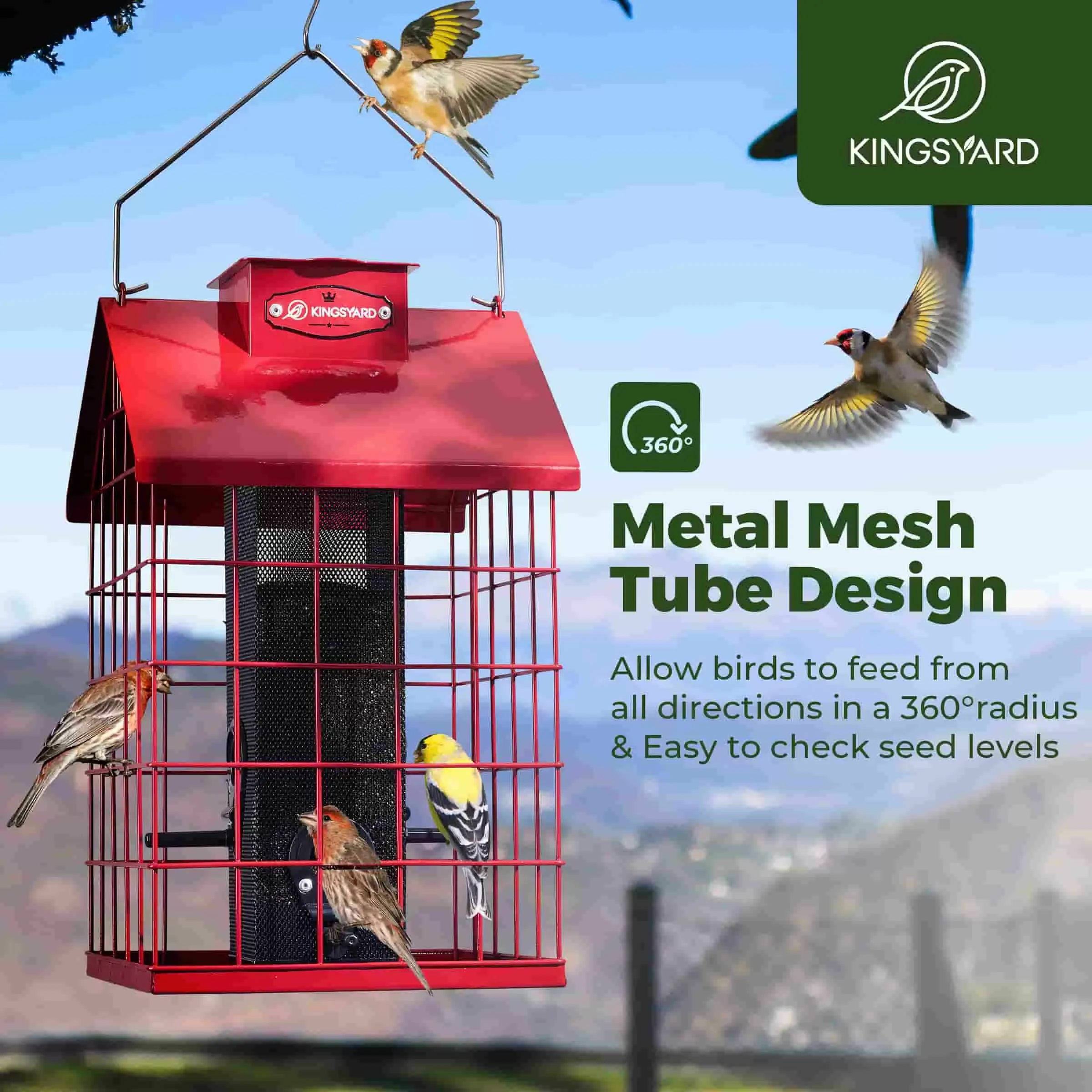 Kingsyard Weatherproof Caged Squirrel Proof Bird Feeder 7