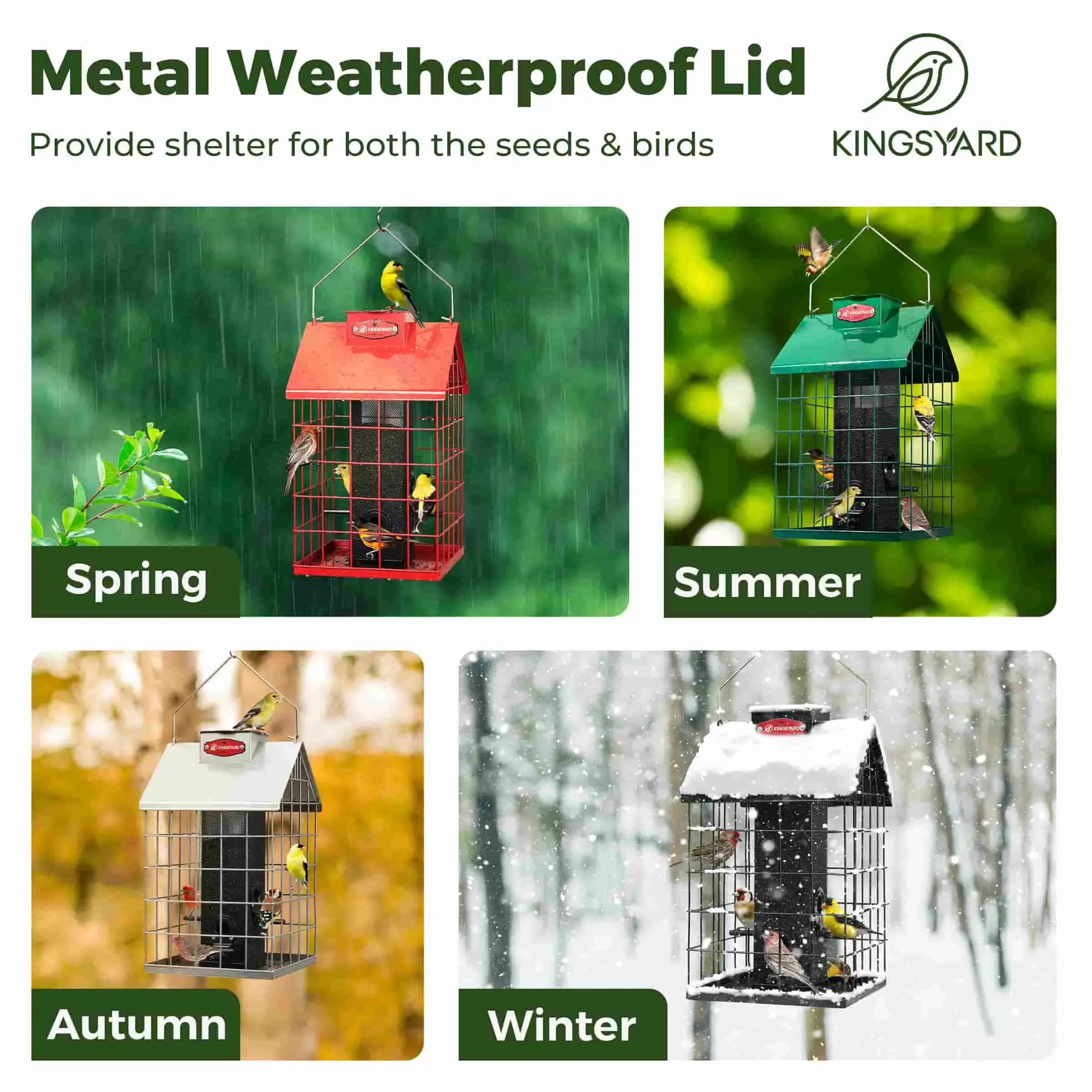 Kingsyard Weatherproof Caged Squirrel Proof Bird Feeder 8