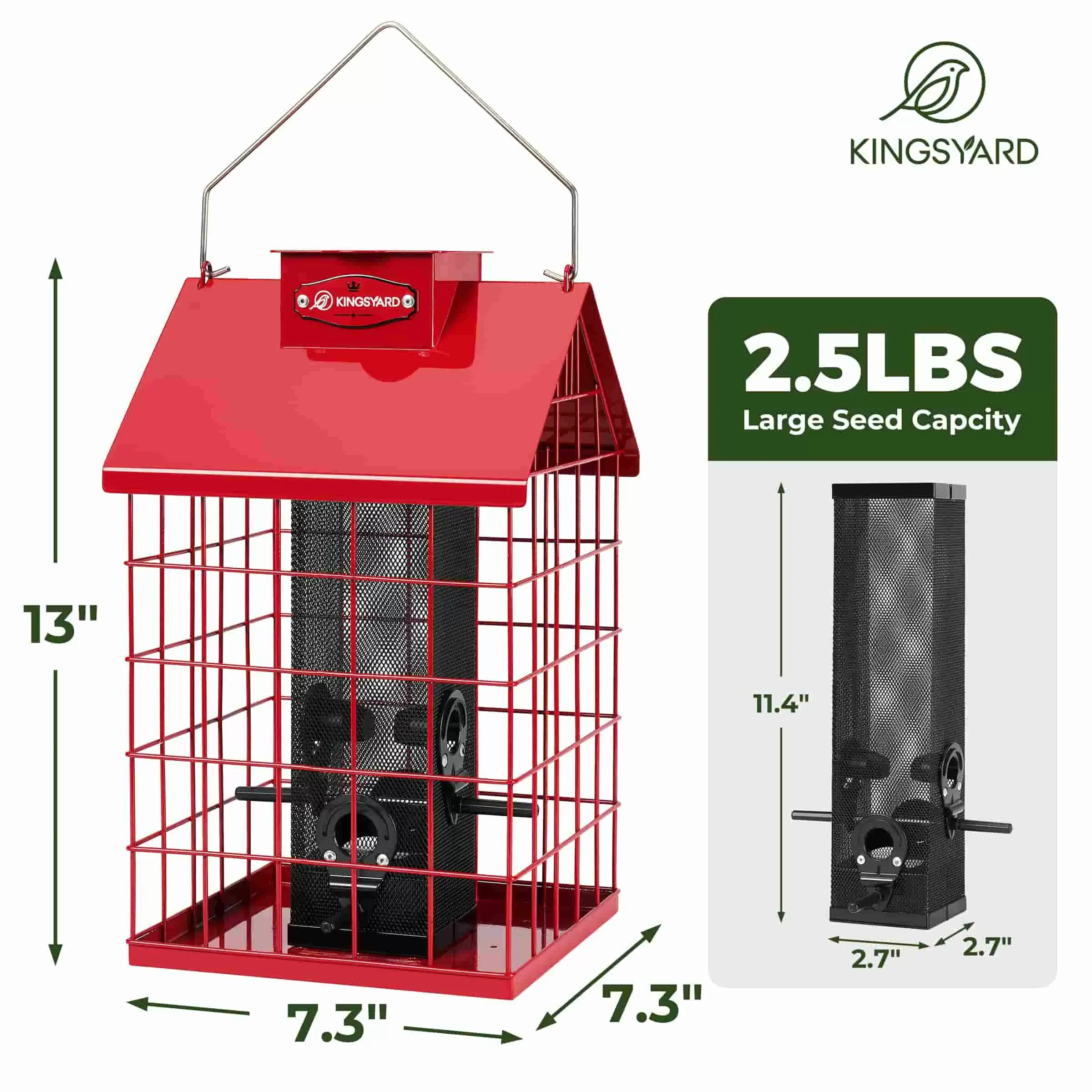 Red Kingsyard Weatherproof Caged Squirrel Proof Bird Feeder 3