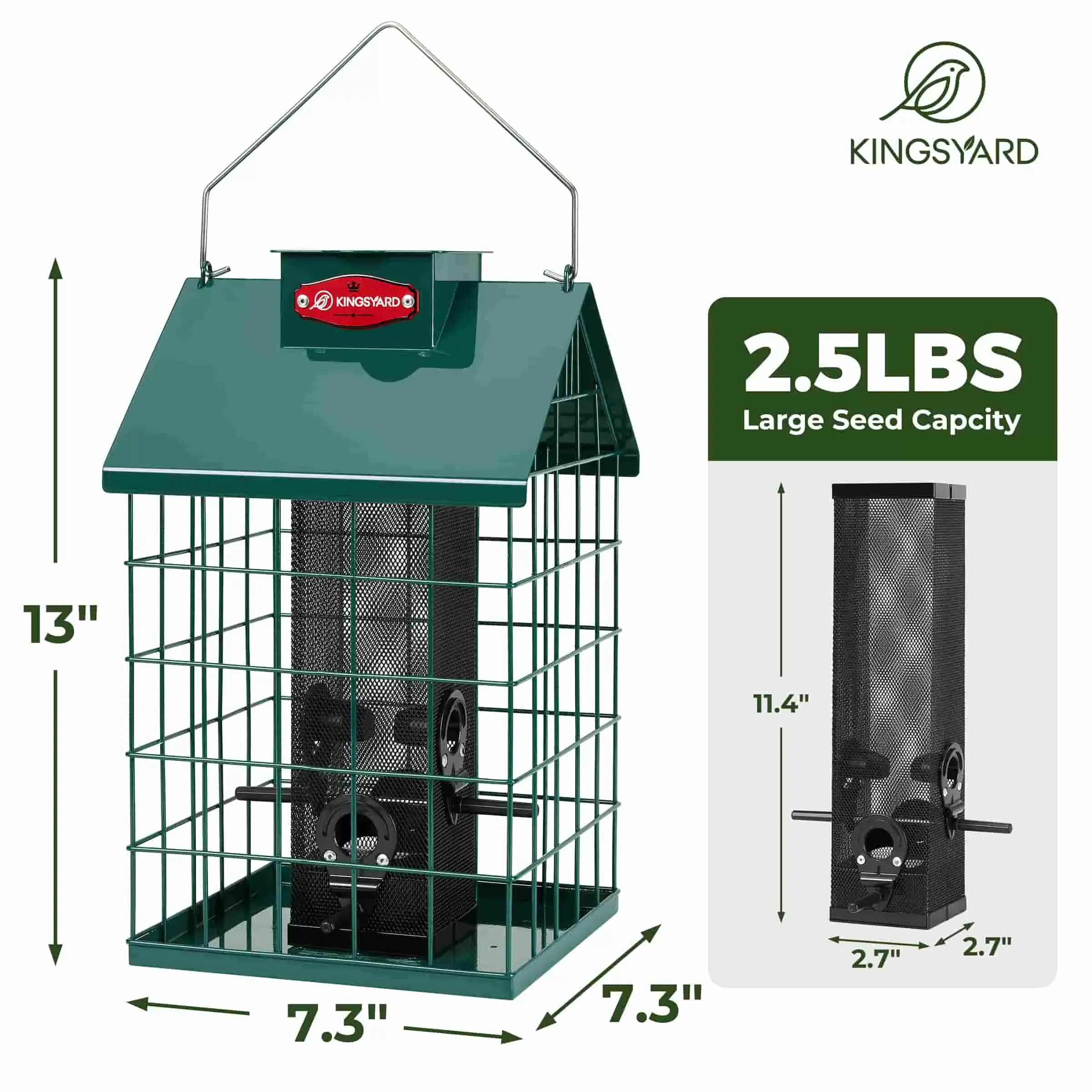 Green Kingsyard Weatherproof Caged Squirrel Proof Bird Feeder 3