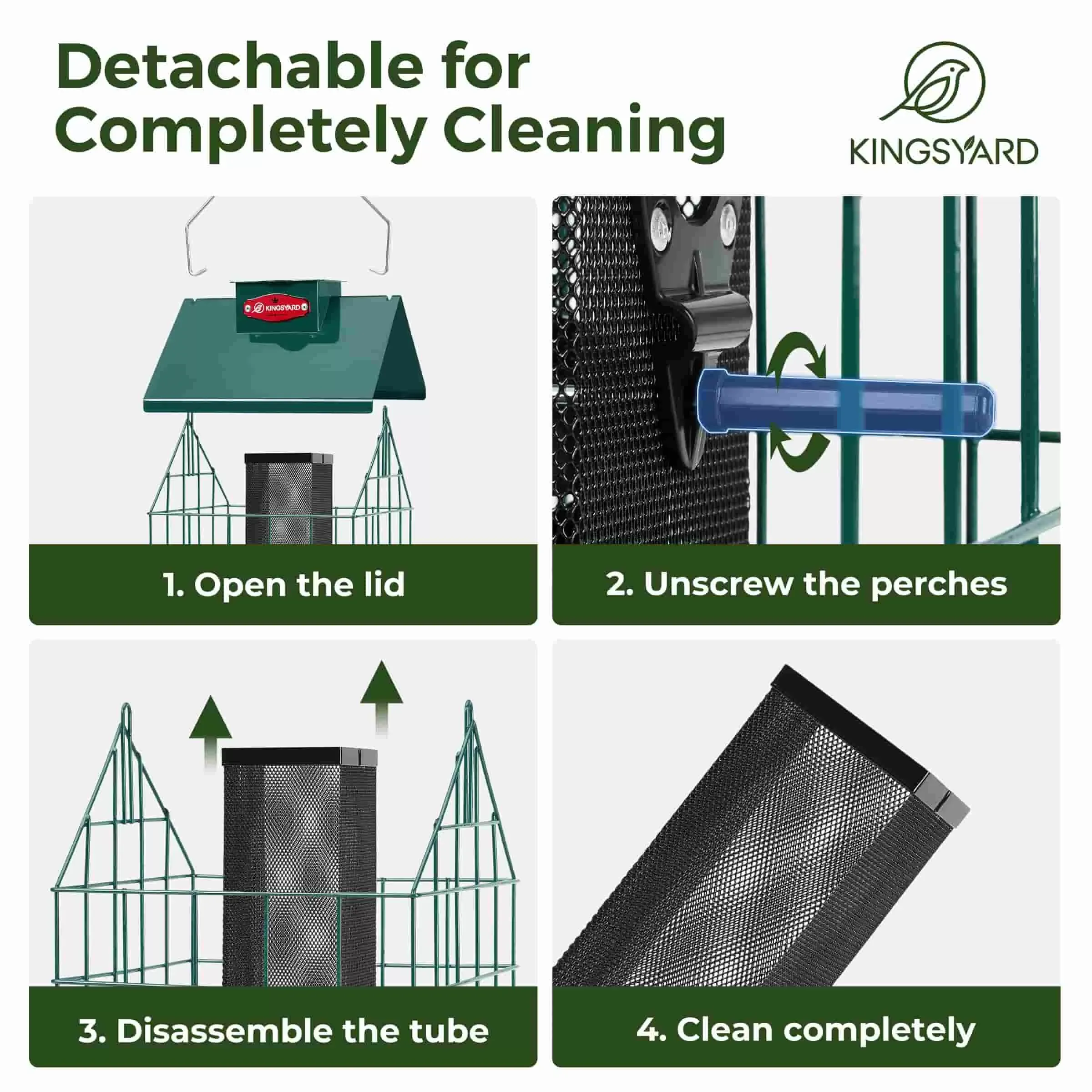 Green Kingsyard Weatherproof Caged Squirrel Proof Bird Feeder 5