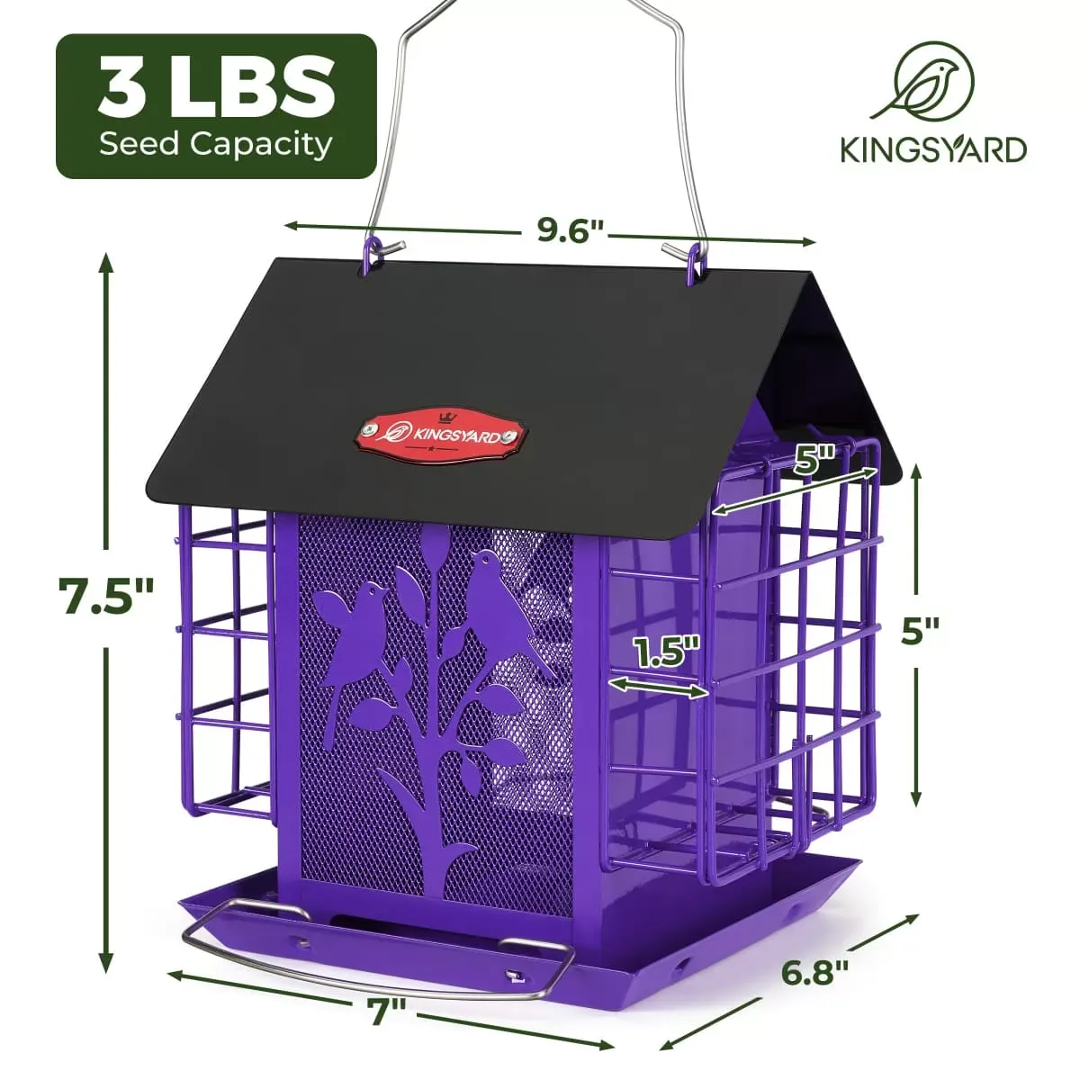 Purple Kingsyard Double Suet Hopper Bird Feeder With Rainproof Roof 3