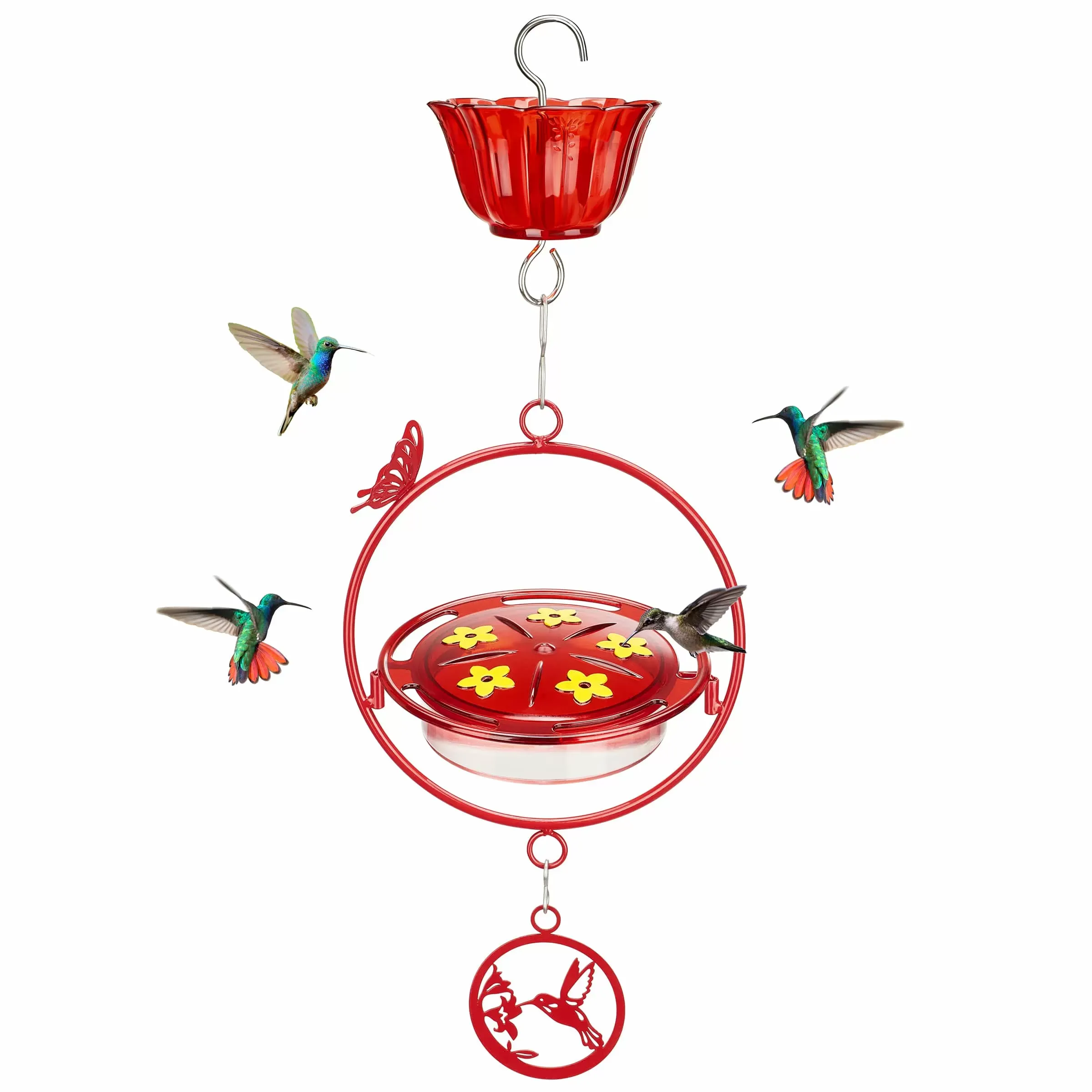 Kingsyard Circle Shape Tray Hummingbird Feeder with Ant Moat 2