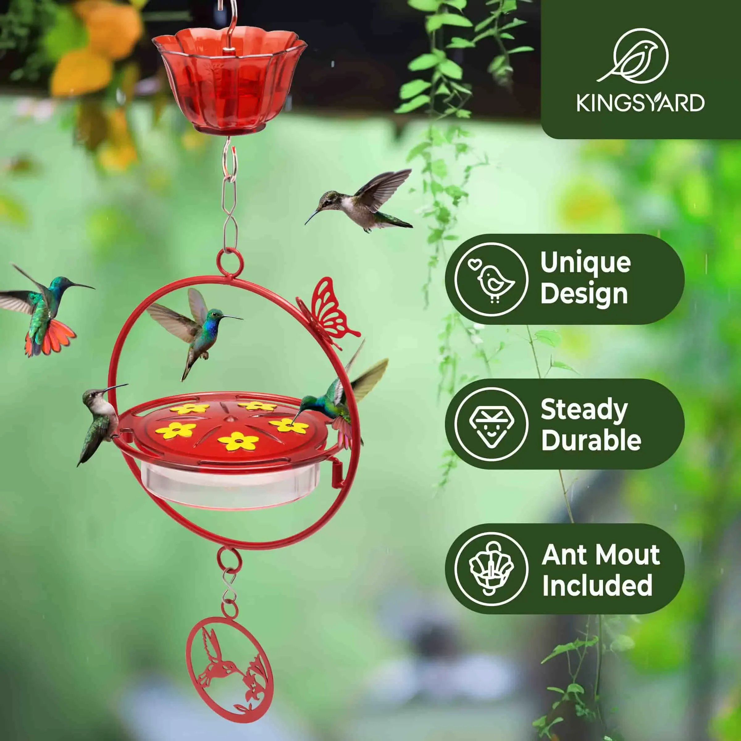 Kingsyard Circle Shape Tray Hummingbird Feeder with Ant Moat 7