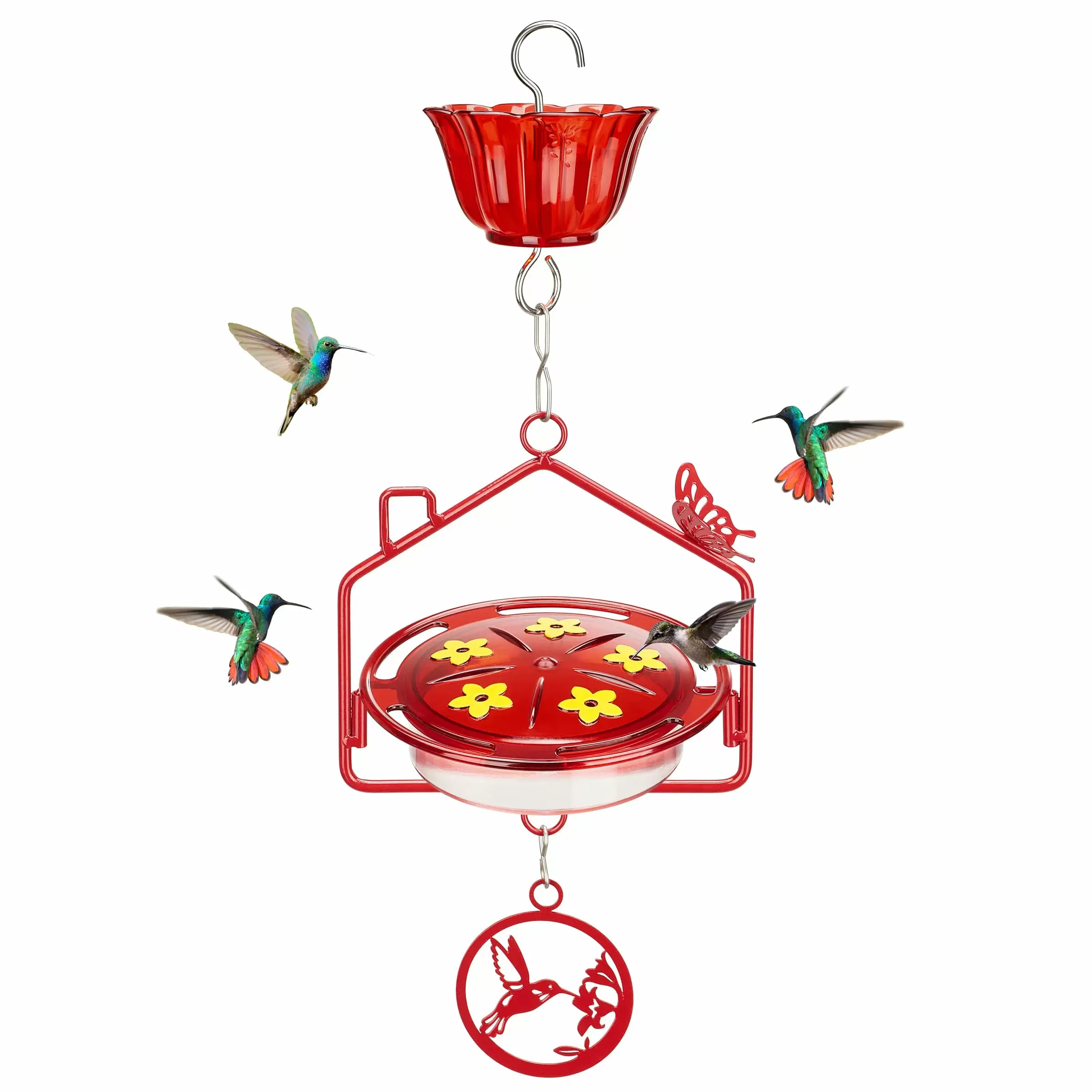Kingsyard House Shape Tray Hummingbird Feeder with Ant Moat 2