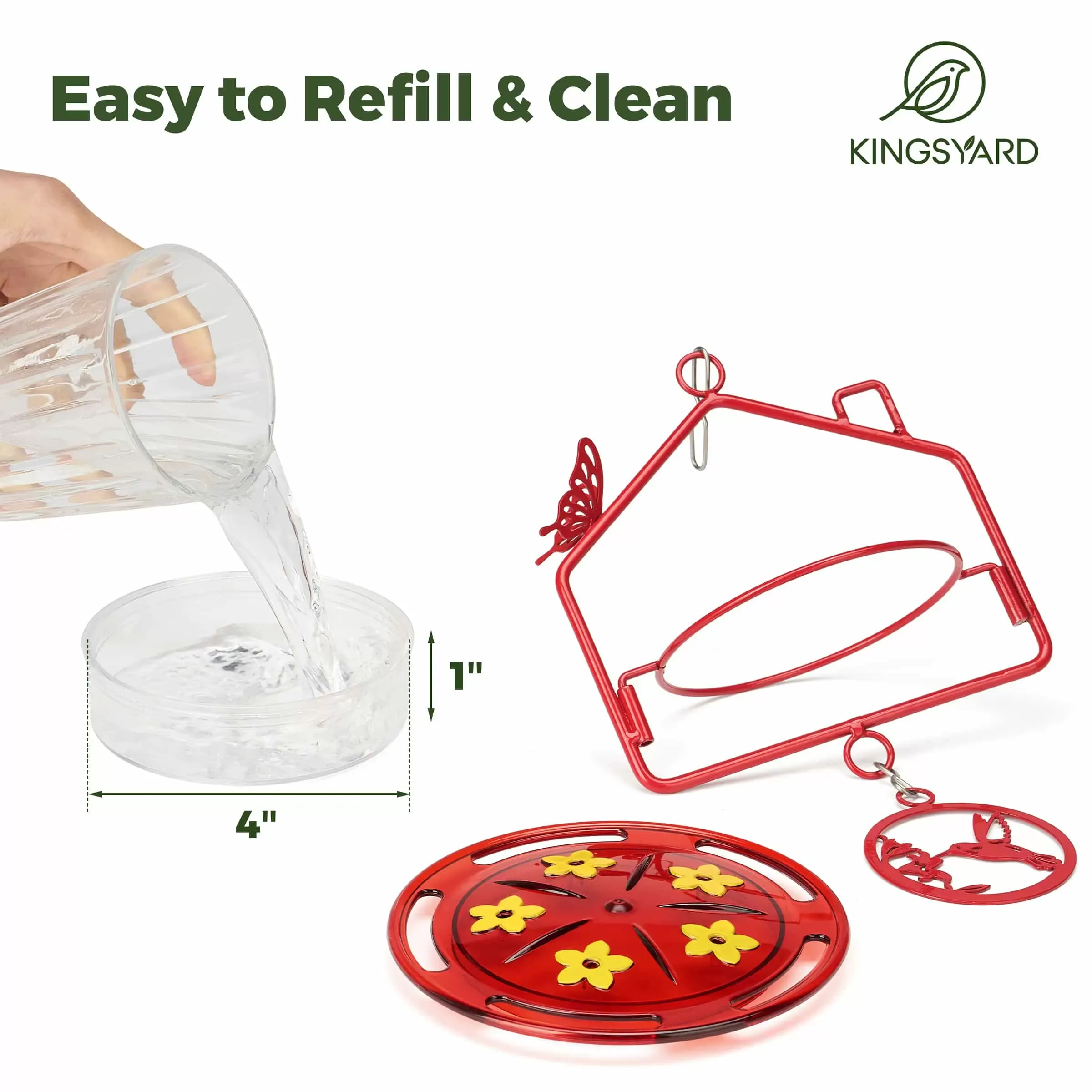 Kingsyard House Shape Tray Hummingbird Feeder with Ant Moat 4