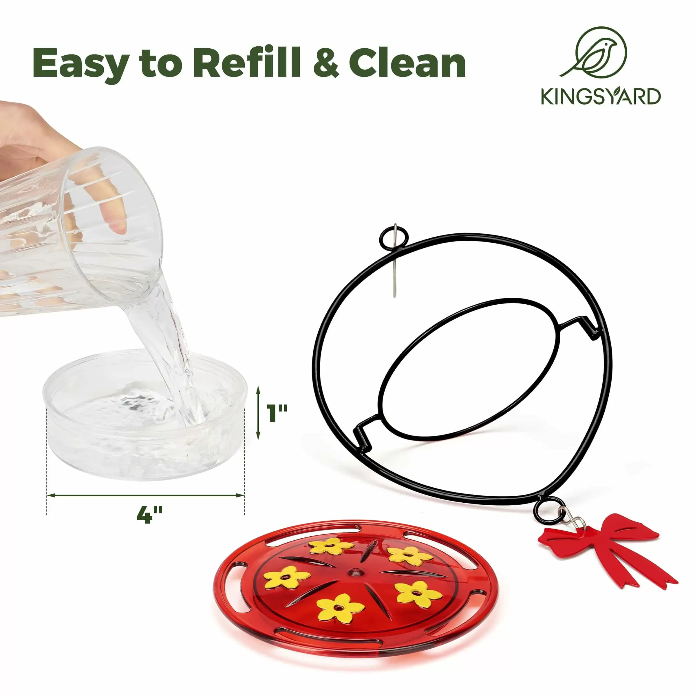 Black Kingsyard Oval Shape Tray Hummingbird Feeder with Ant Moat 4