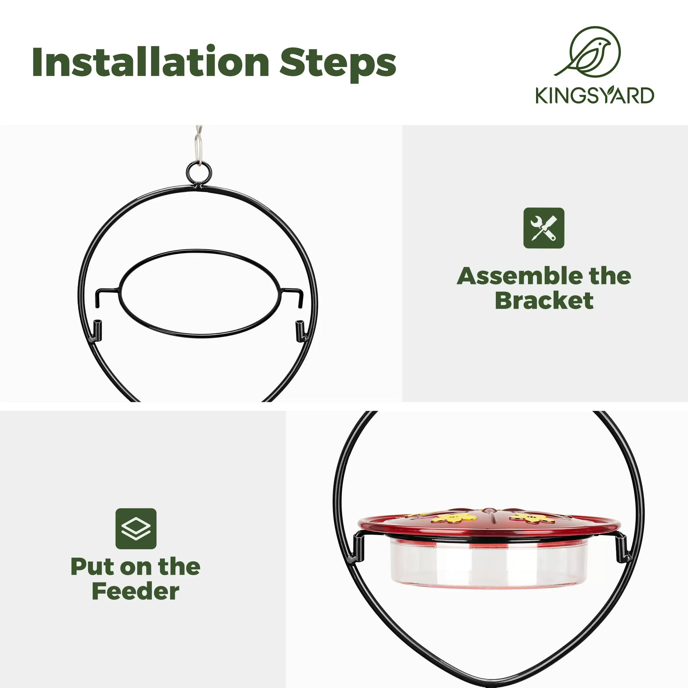 Black Kingsyard Oval Shape Tray Hummingbird Feeder with Ant Moat 5