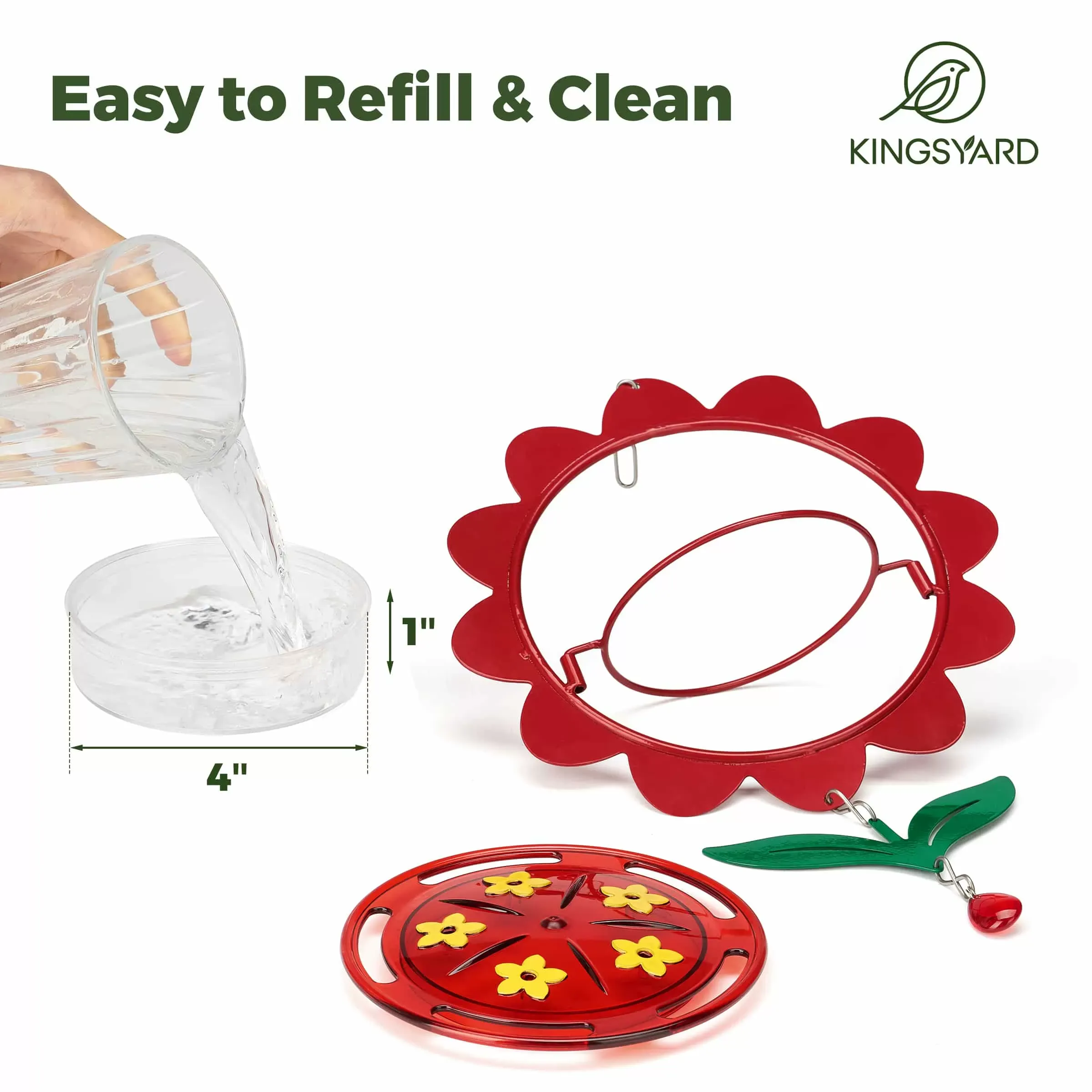 Kingsyard Floral Shape Tray Hummingbird Feeder with Ant Moat 4