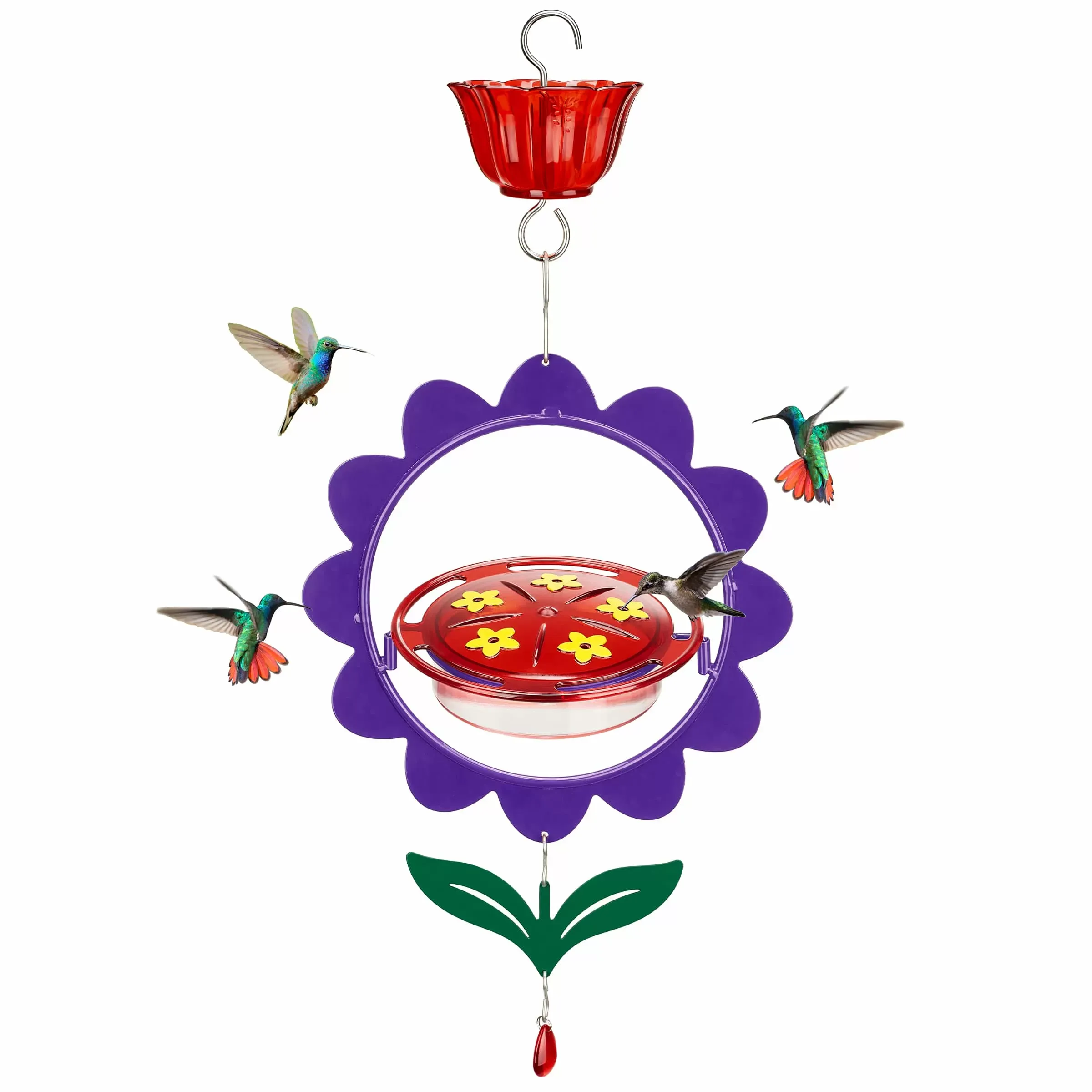 Purple Kingsyard Floral Shape Tray Hummingbird Feeder with Ant Moat 2