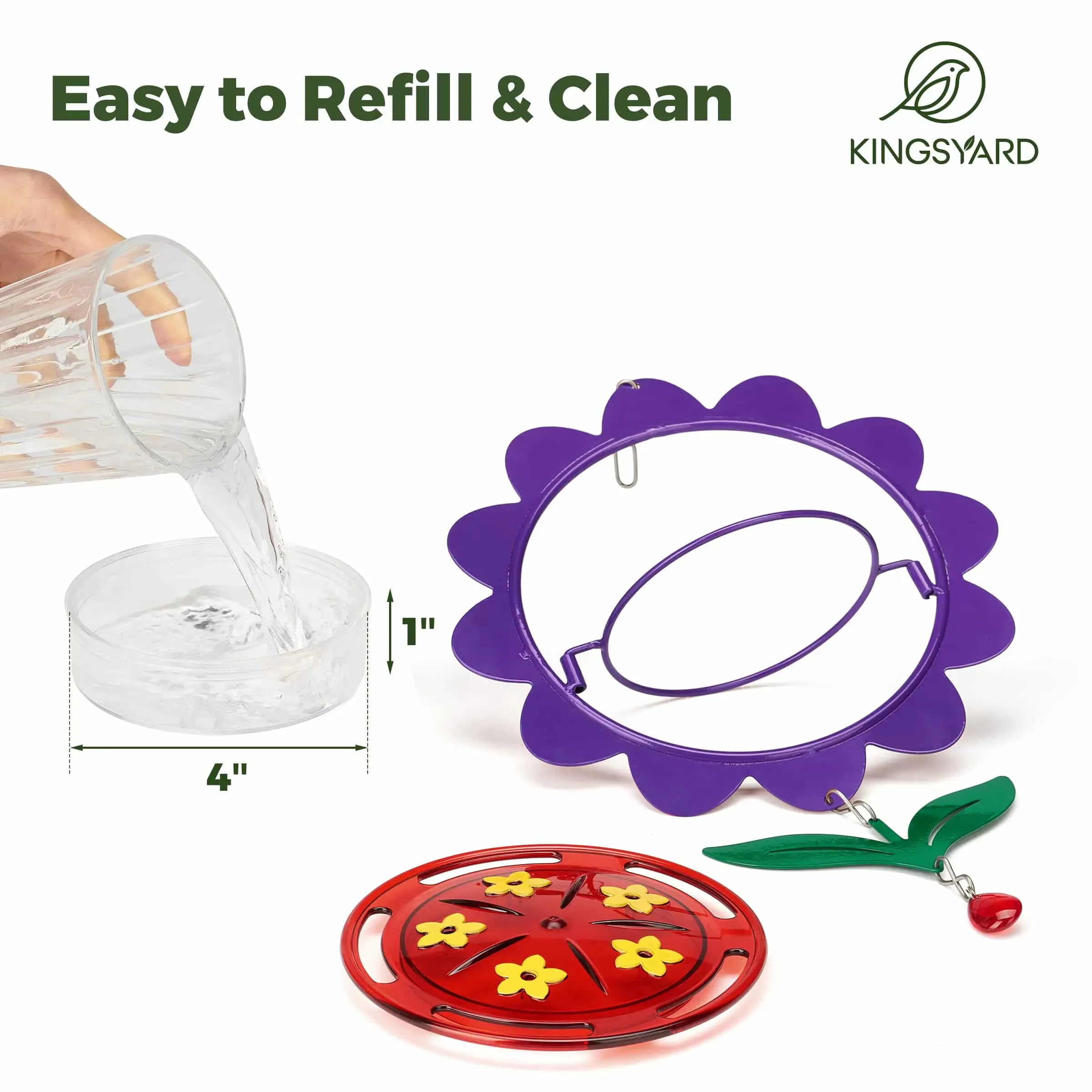 Purple Kingsyard Floral Shape Tray Hummingbird Feeder with Ant Moat 4