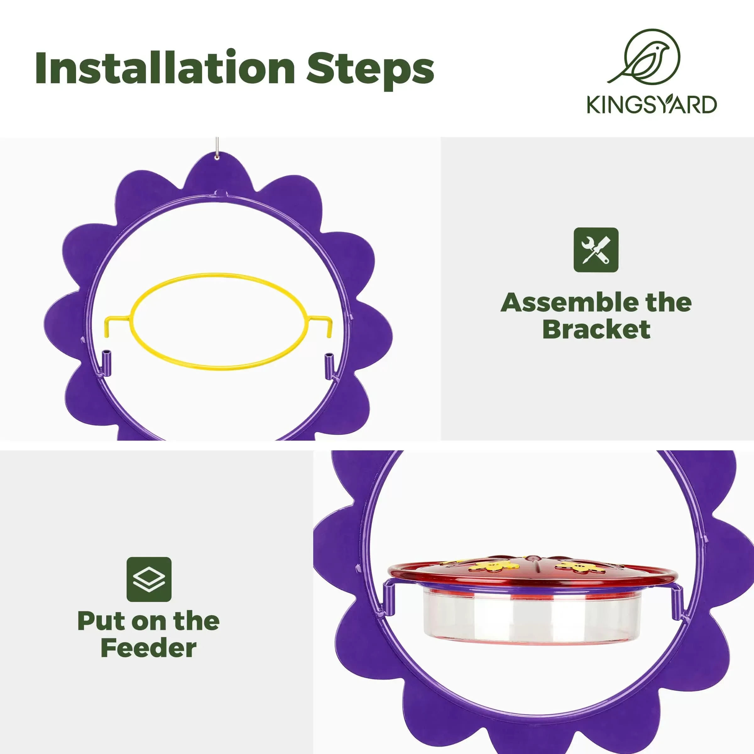 Purple Kingsyard Floral Shape Tray Hummingbird Feeder with Ant Moat 5