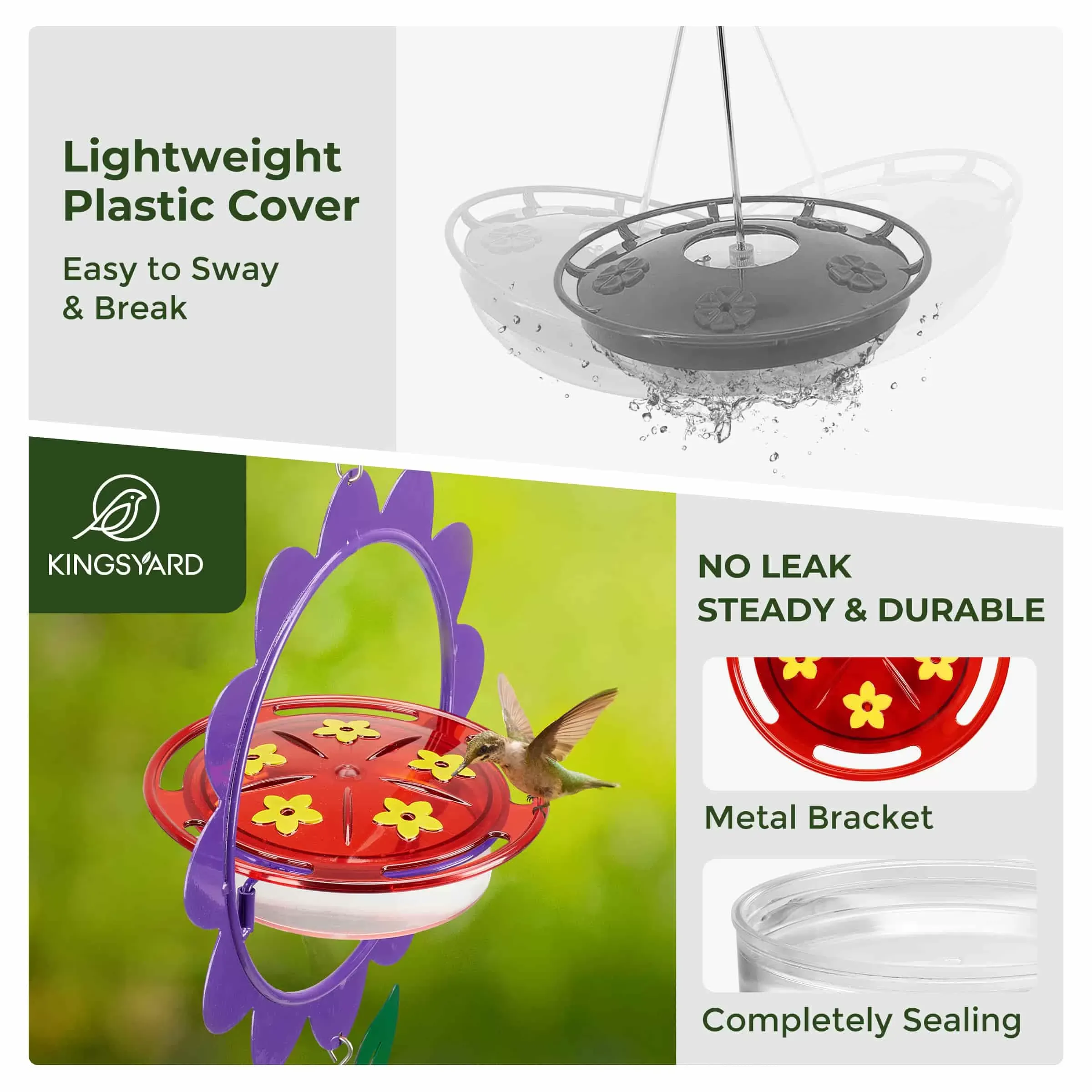 Purple Kingsyard Floral Shape Tray Hummingbird Feeder with Ant Moat 6