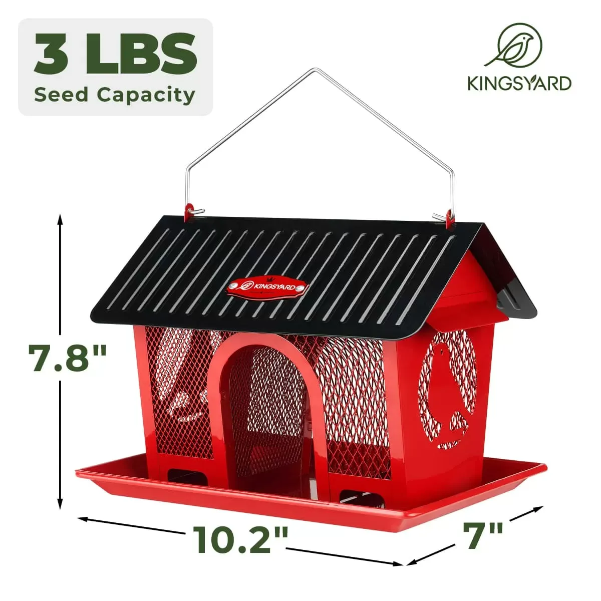 Red Kingsyard Weatherproof Metal Mesh Hopper Bird Feeder 3