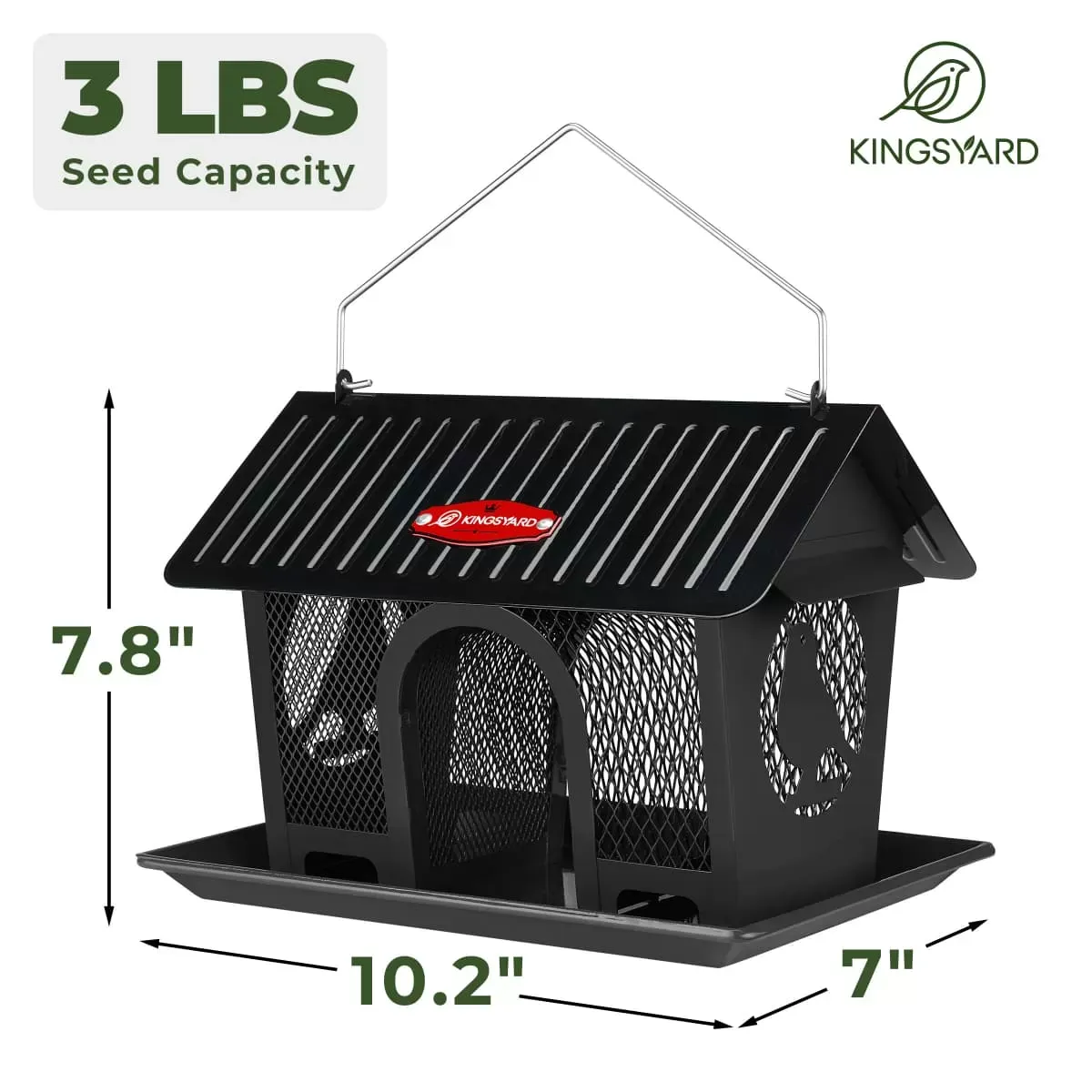 Black Kingsyard Weatherproof Metal Mesh Hopper Bird Feeder 3 Black Kingsyard Weatherproof Metal Mesh Hopper Bird Feeder 3
