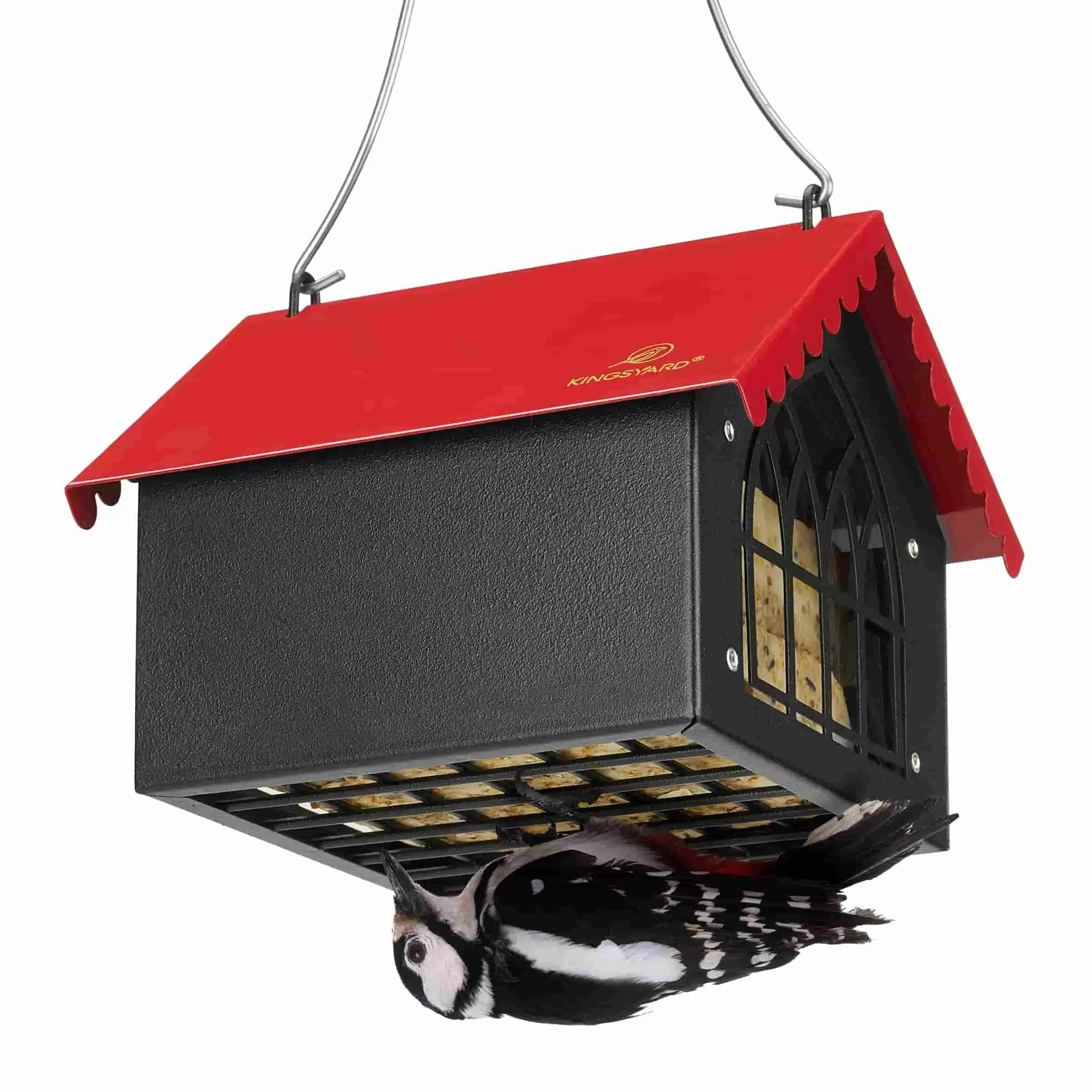 Red Kingsyard Metal Upside Down Double Suet Bird Feeder 3