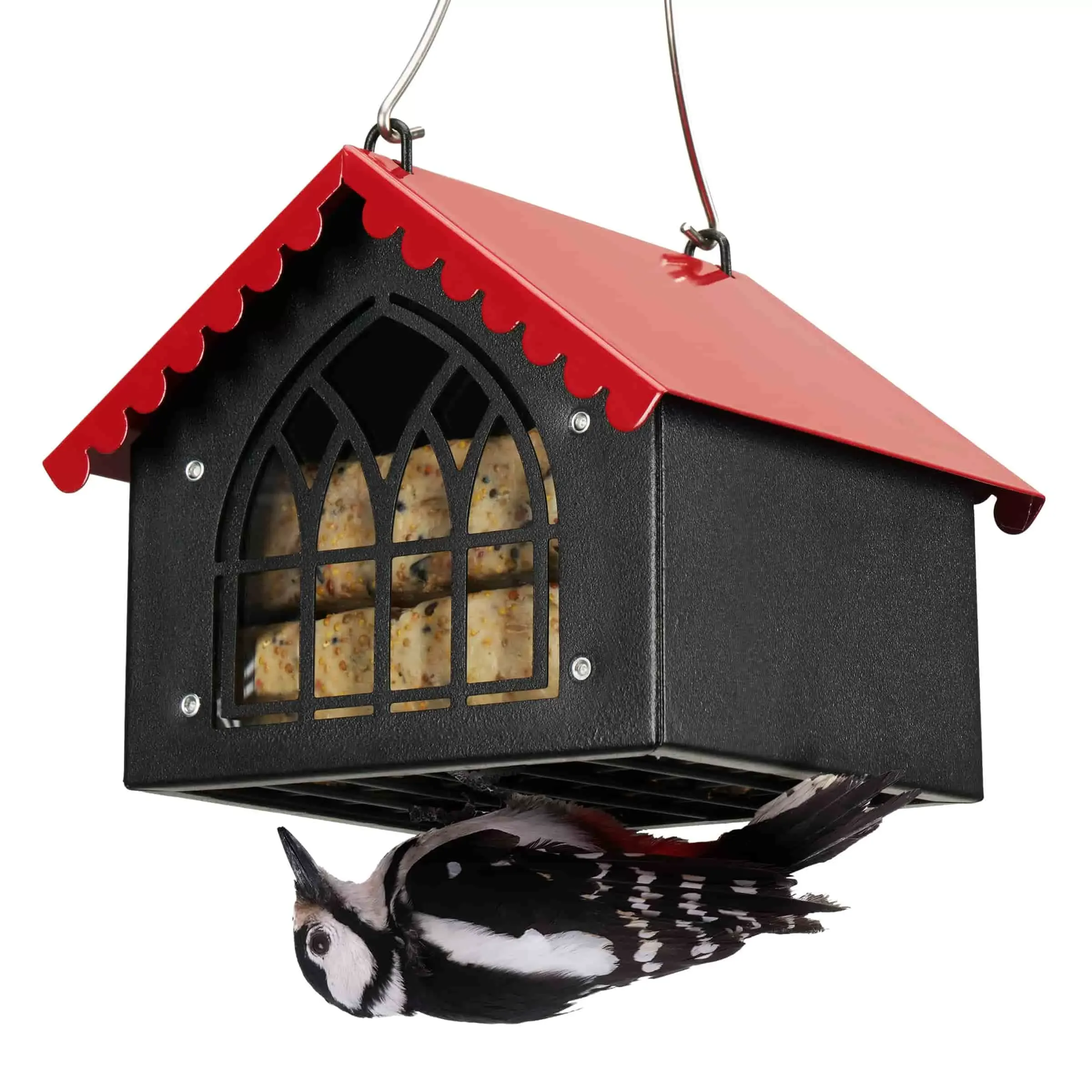 Red Kingsyard Metal Upside Down Double Suet Bird Feeder 2