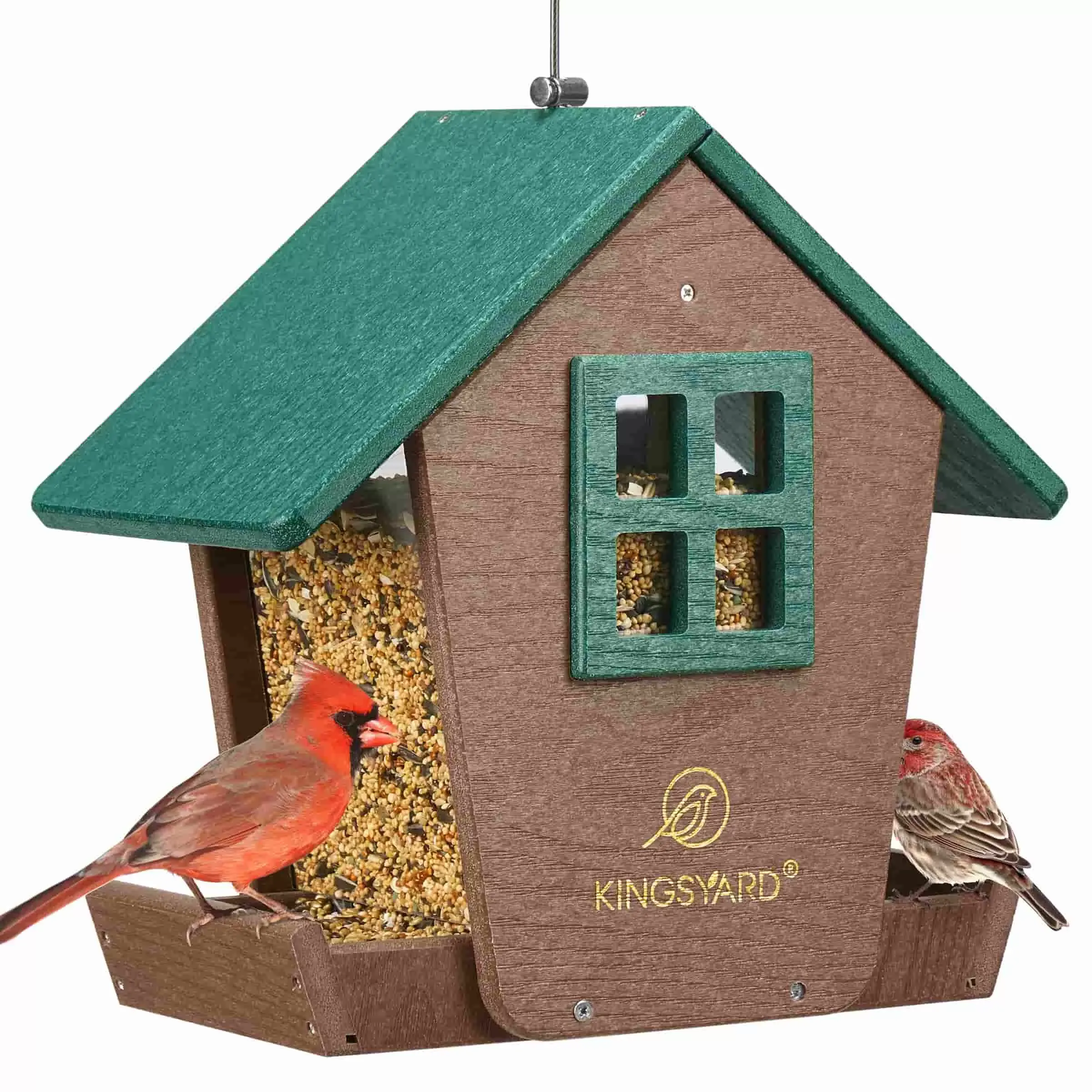 Green Kingsyard Weatherproof Large Capacity Hopper Bird Feeder 2