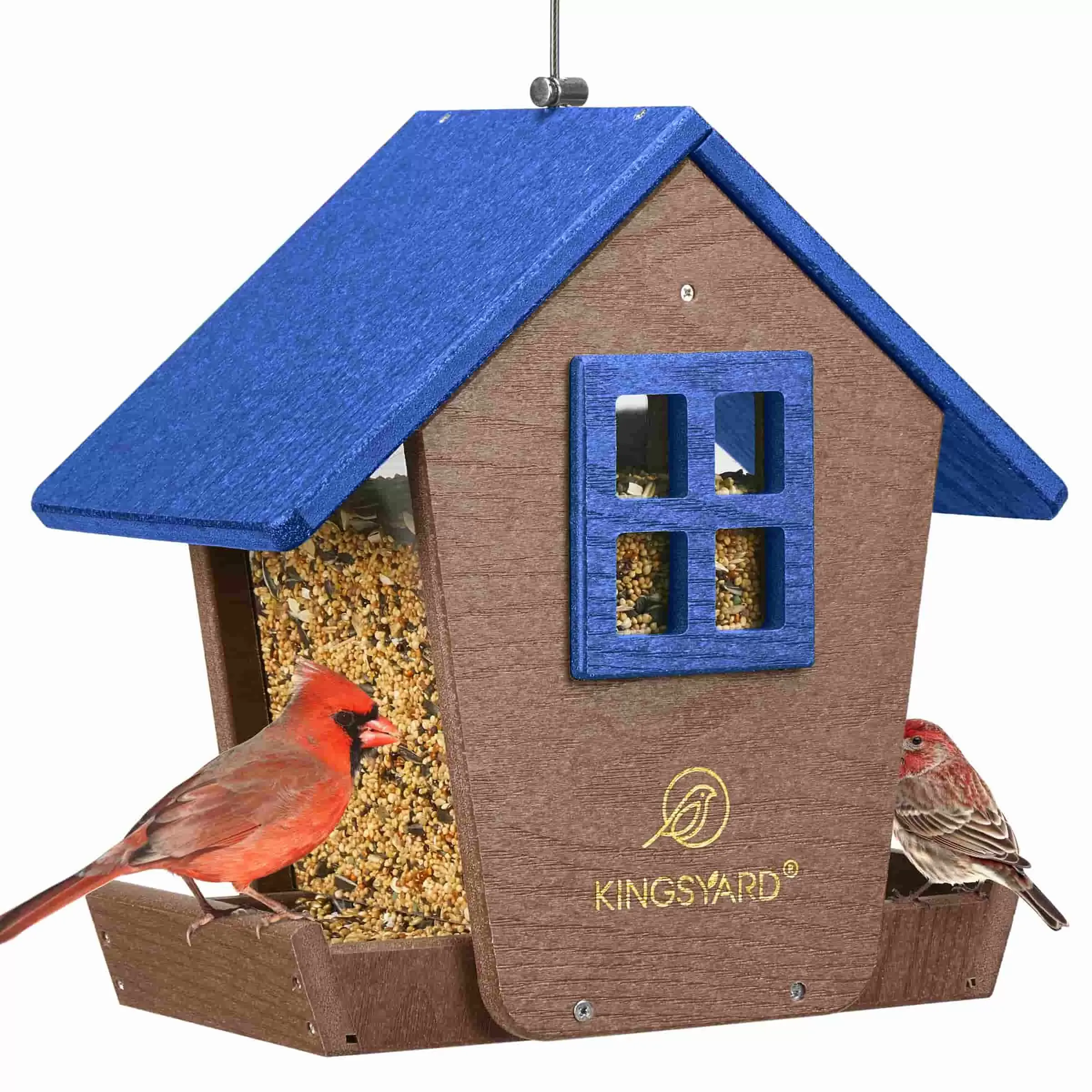 Blue Kingsyard Weatherproof Large Capacity Hopper Bird Feeder 2 Blue Kingsyard Weatherproof Large Capacity Hopper Bird Feeder 2