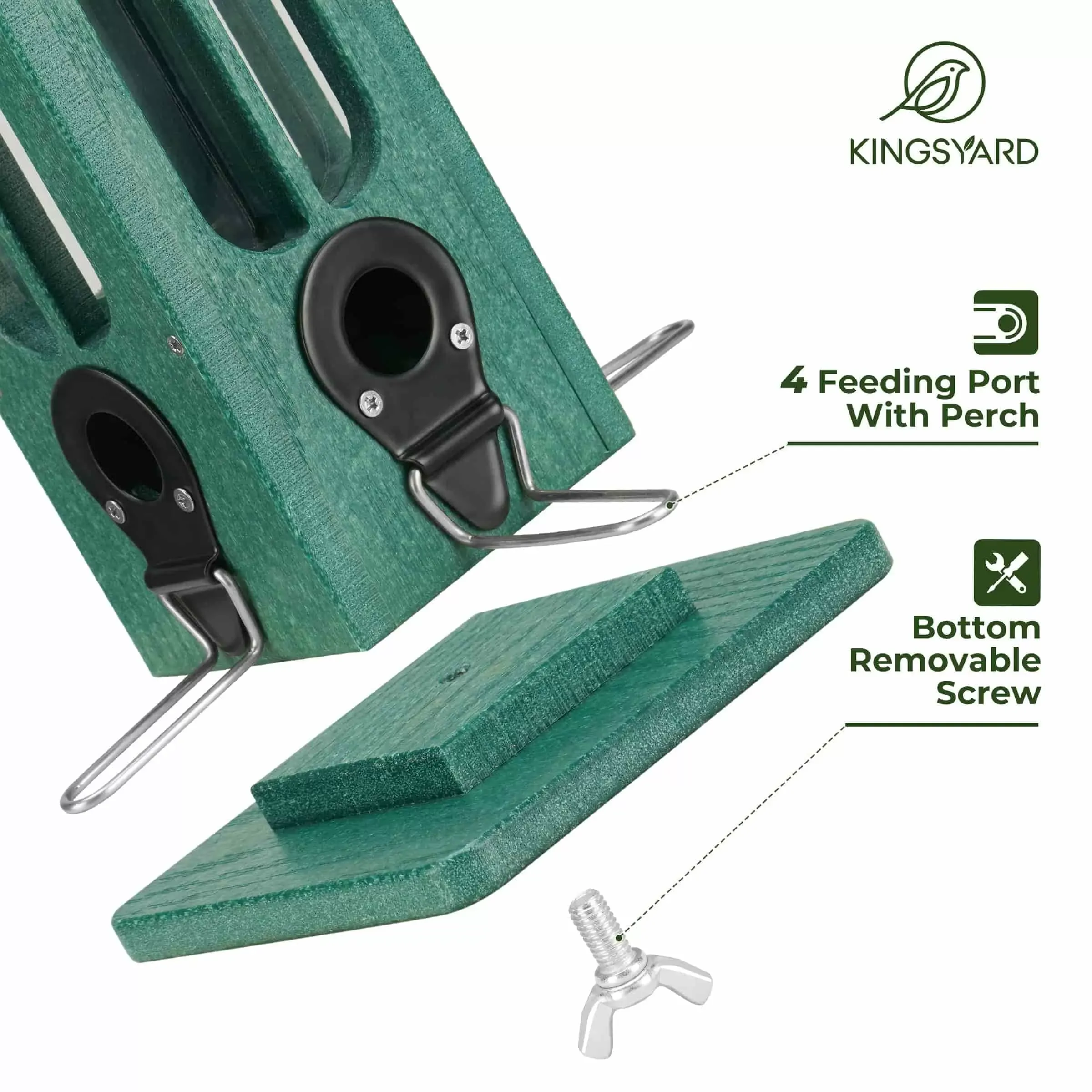 Green Kingsyard Rainproof Tube Feeder with 4 Ports 4