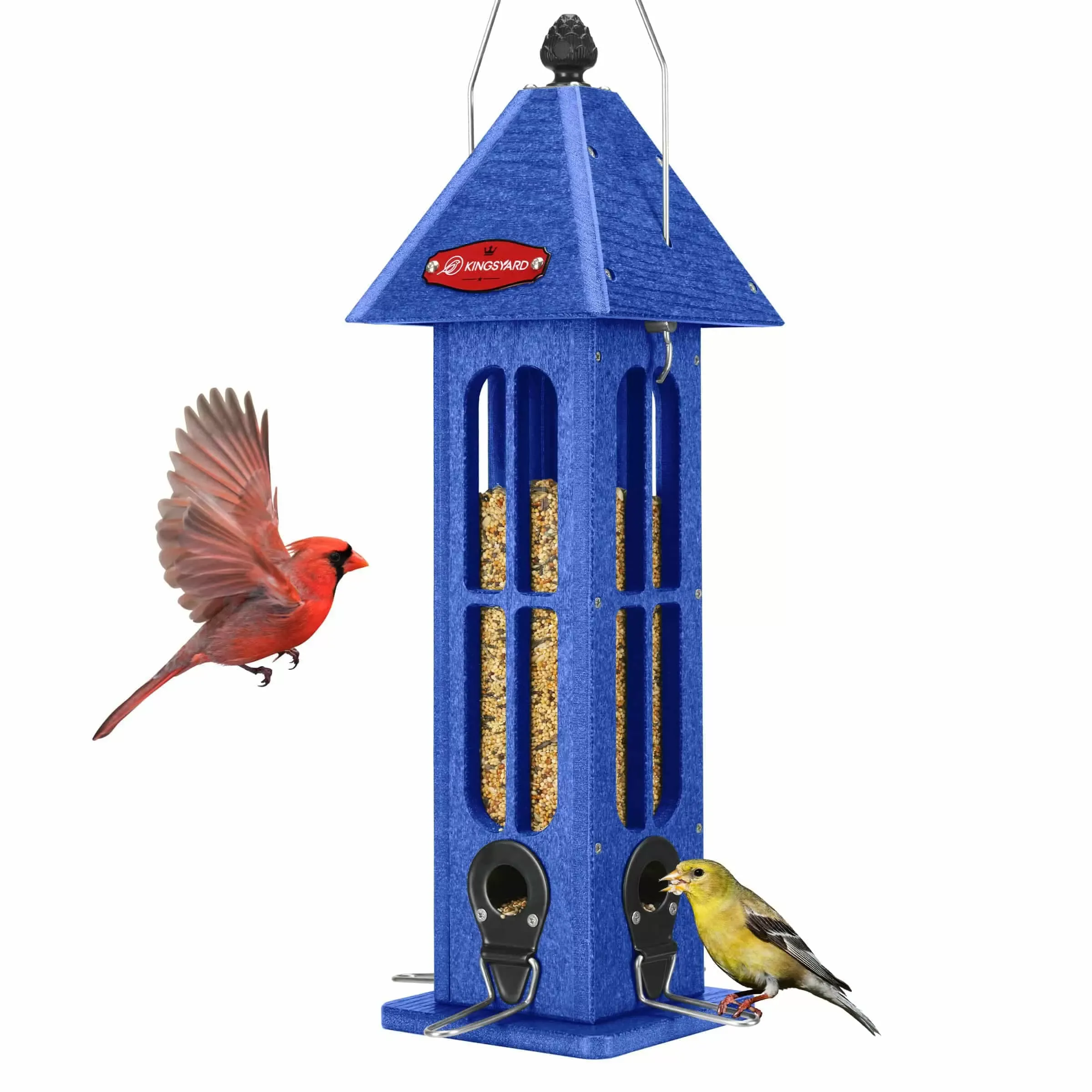 Blue Kingsyard Rainproof Tube Feeder with 4 Ports 2