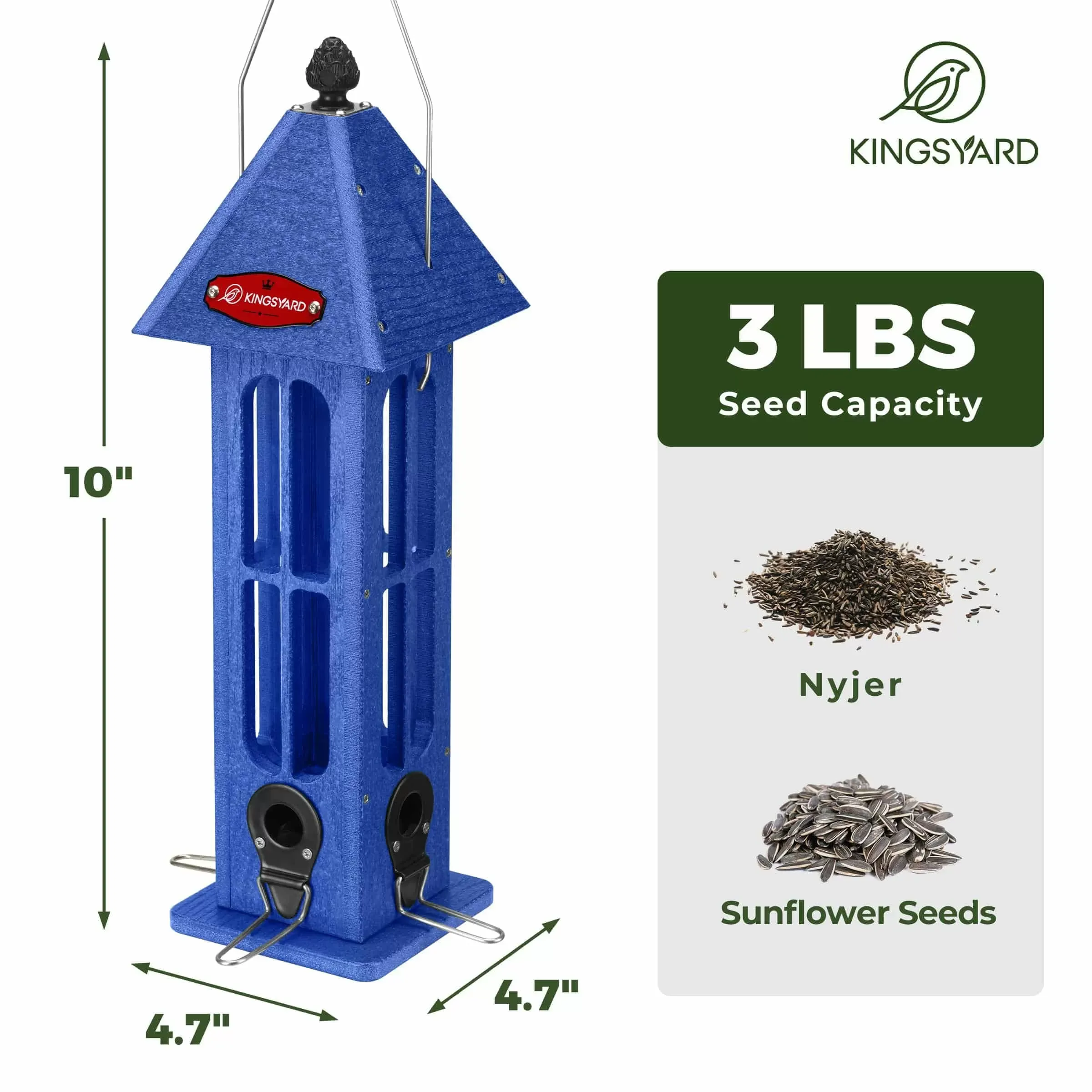 Blue Kingsyard Rainproof Tube Feeder with 4 Ports 3