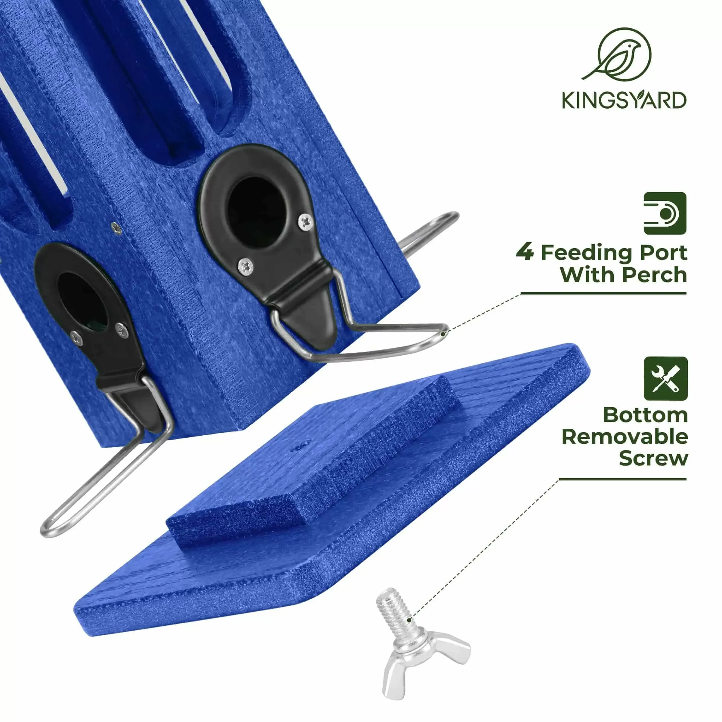 Blue Kingsyard Rainproof Tube Feeder with 4 Ports 4