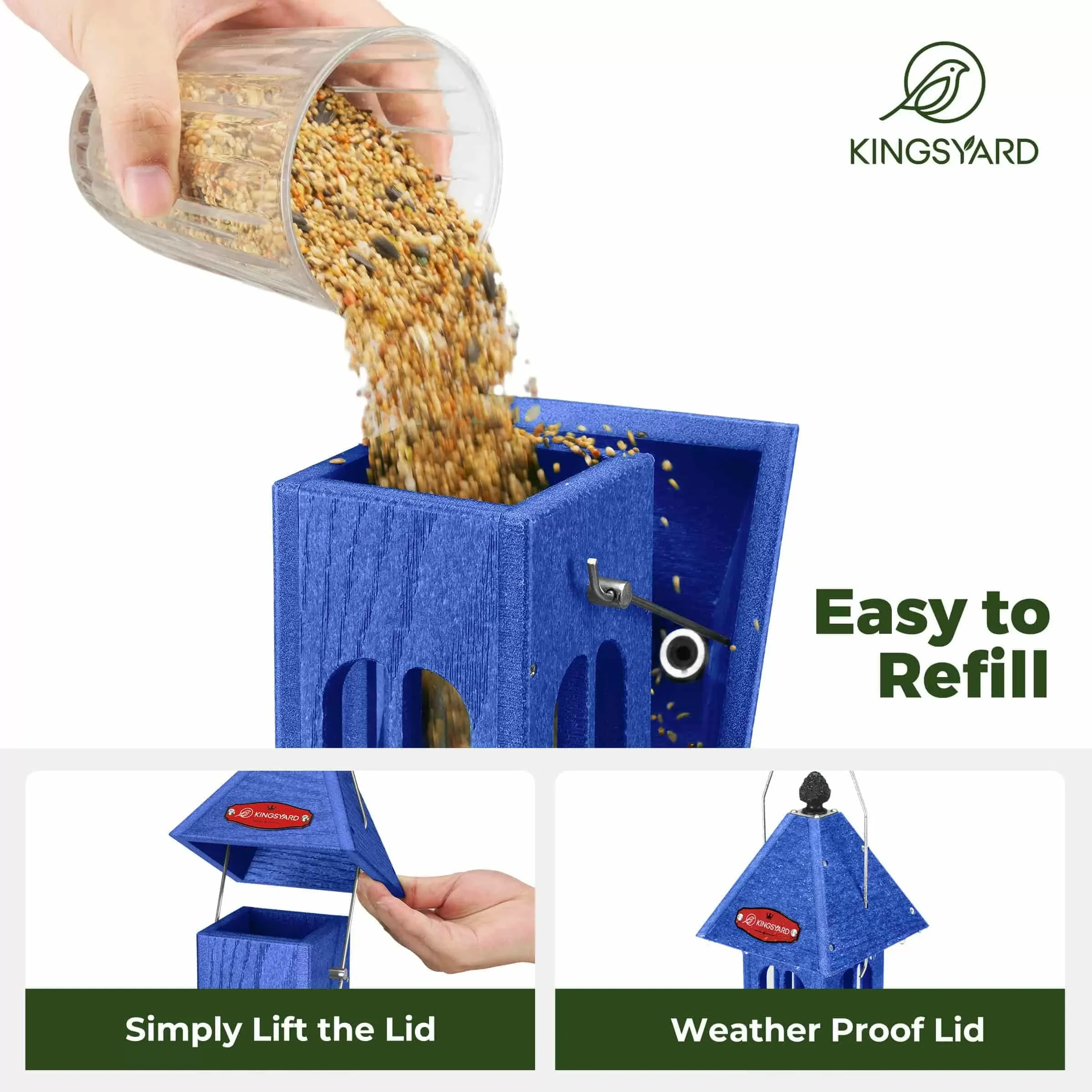 Blue Kingsyard Rainproof Tube Feeder with 4 Ports 5