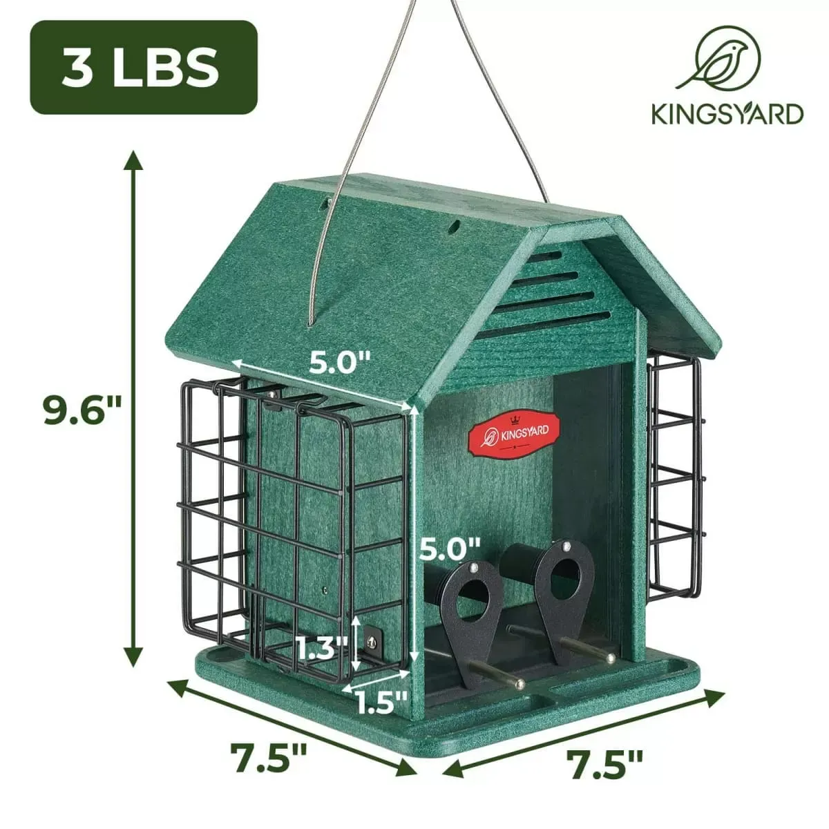 Green Kingsyard 3 in 1 Double Suet Metal Mesh Wild Bird Feeder 3
