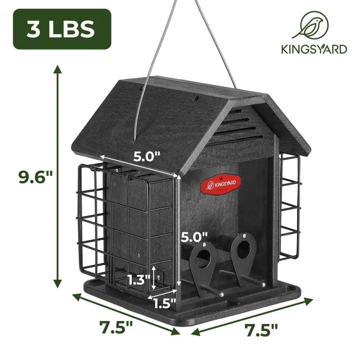 Black Kingsyard 3 in 1 Double Suet Metal Mesh Wild Bird Feeder 3