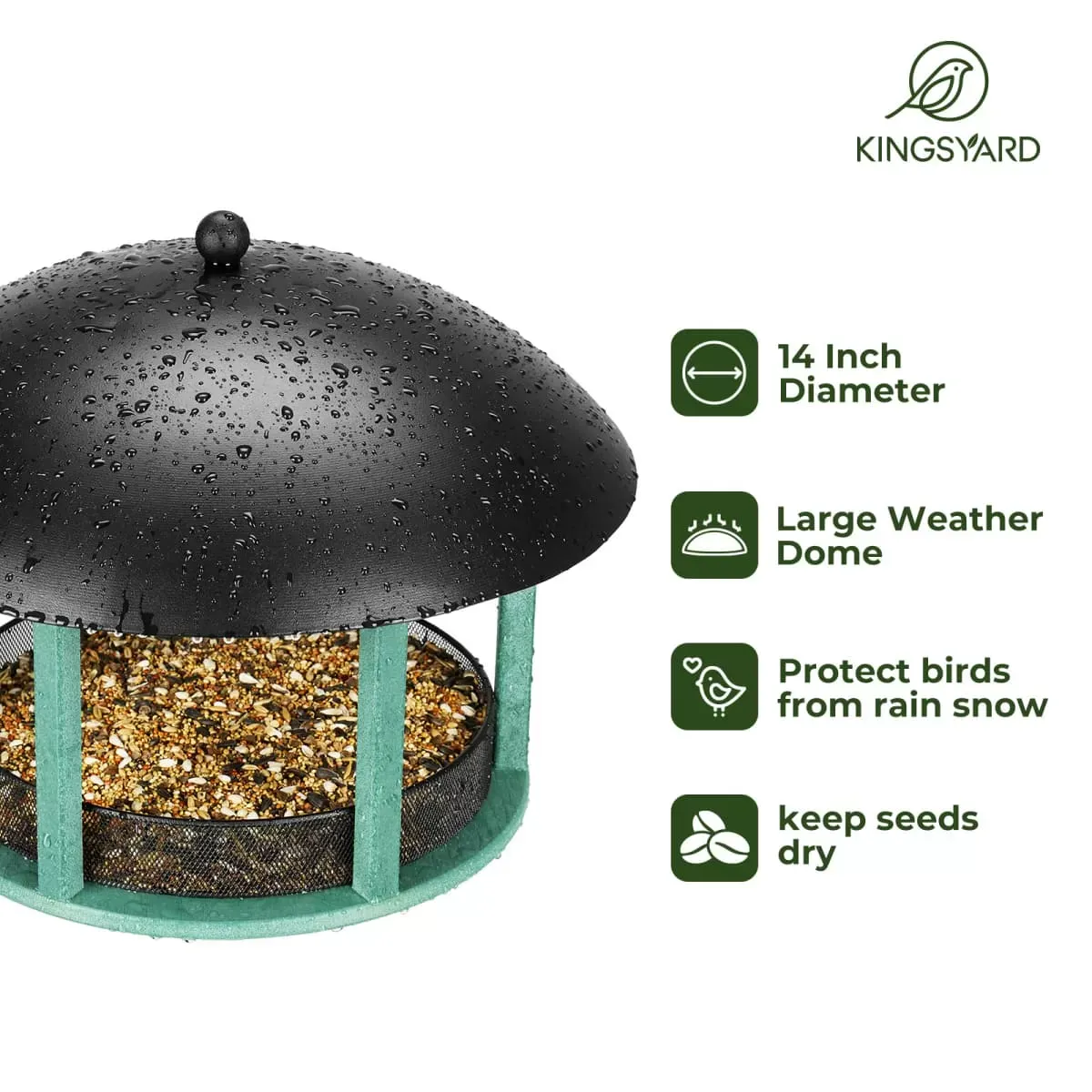 Kingsyard Platform Bird Feeder with Protective Top 5