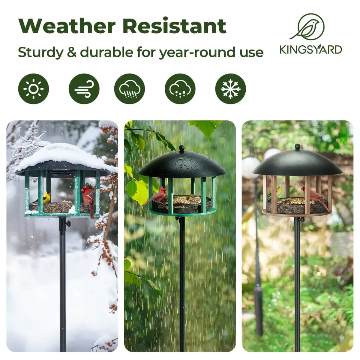 Kingsyard Platform Bird Feeder with Protective Top 7