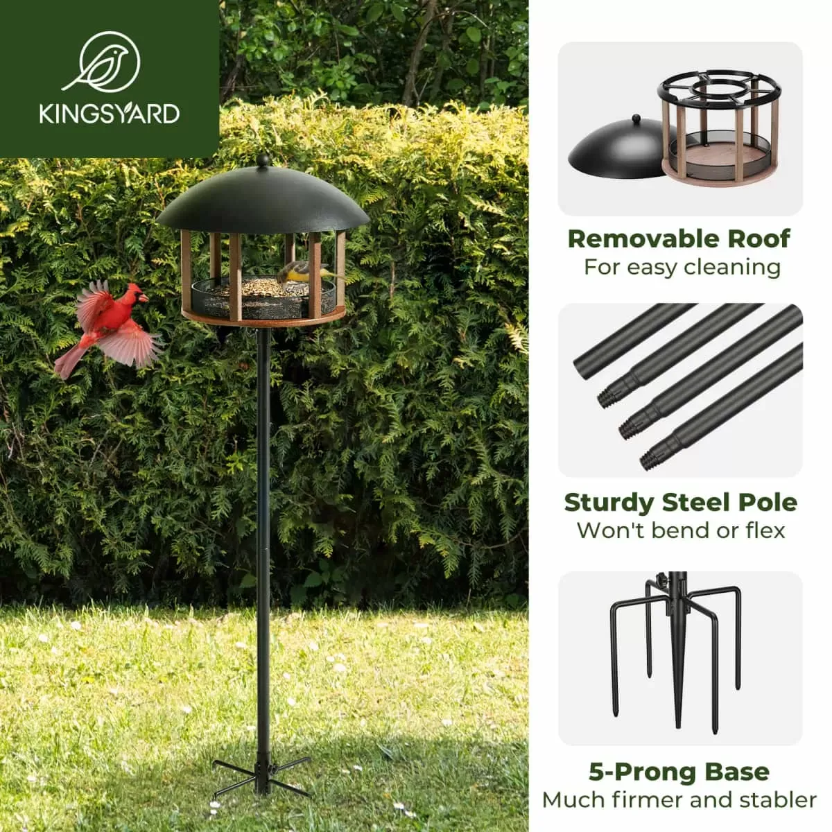 Brown Kingsyard Platform Bird Feeder with Protective Top 3