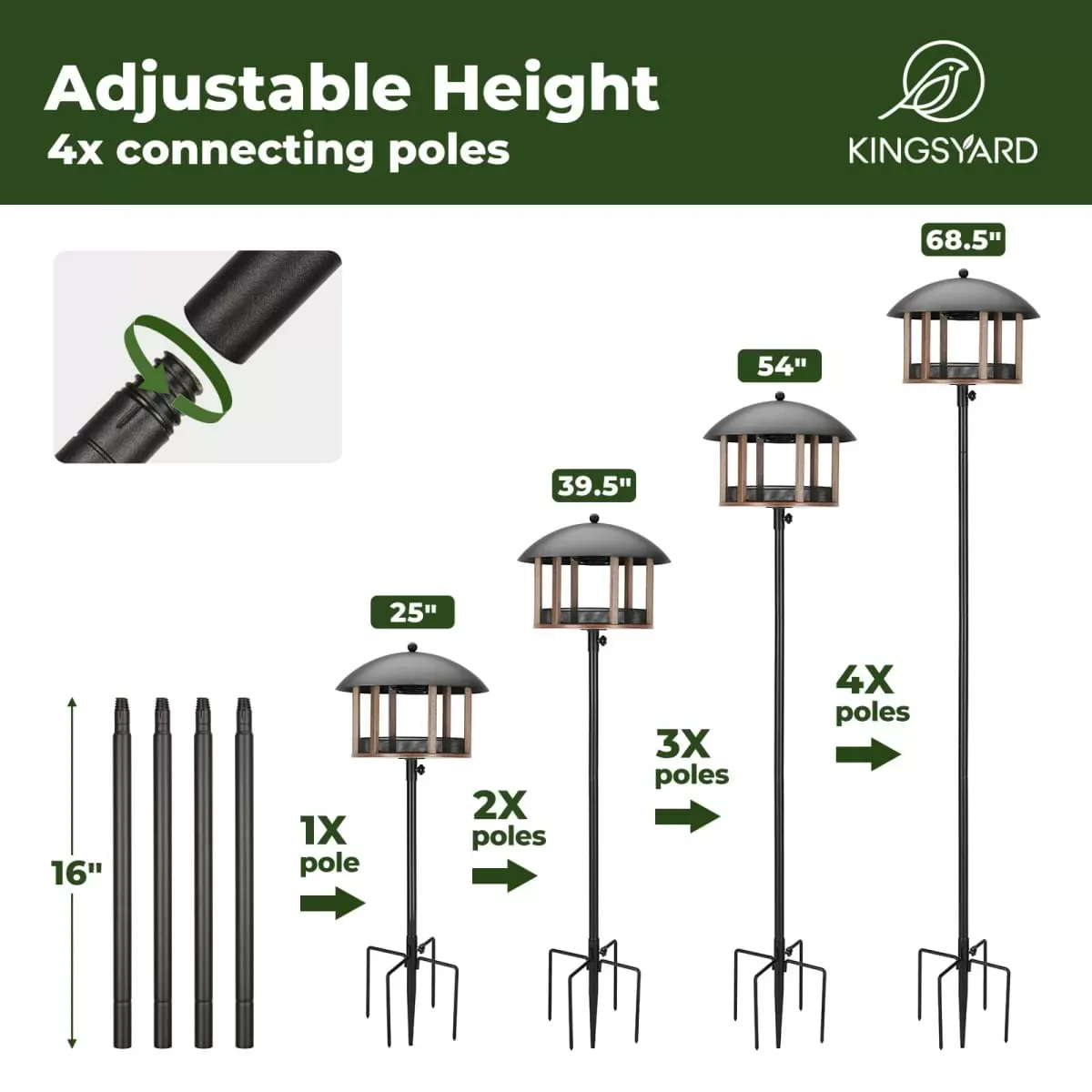 Brown Kingsyard Platform Bird Feeder with Protective Top 4