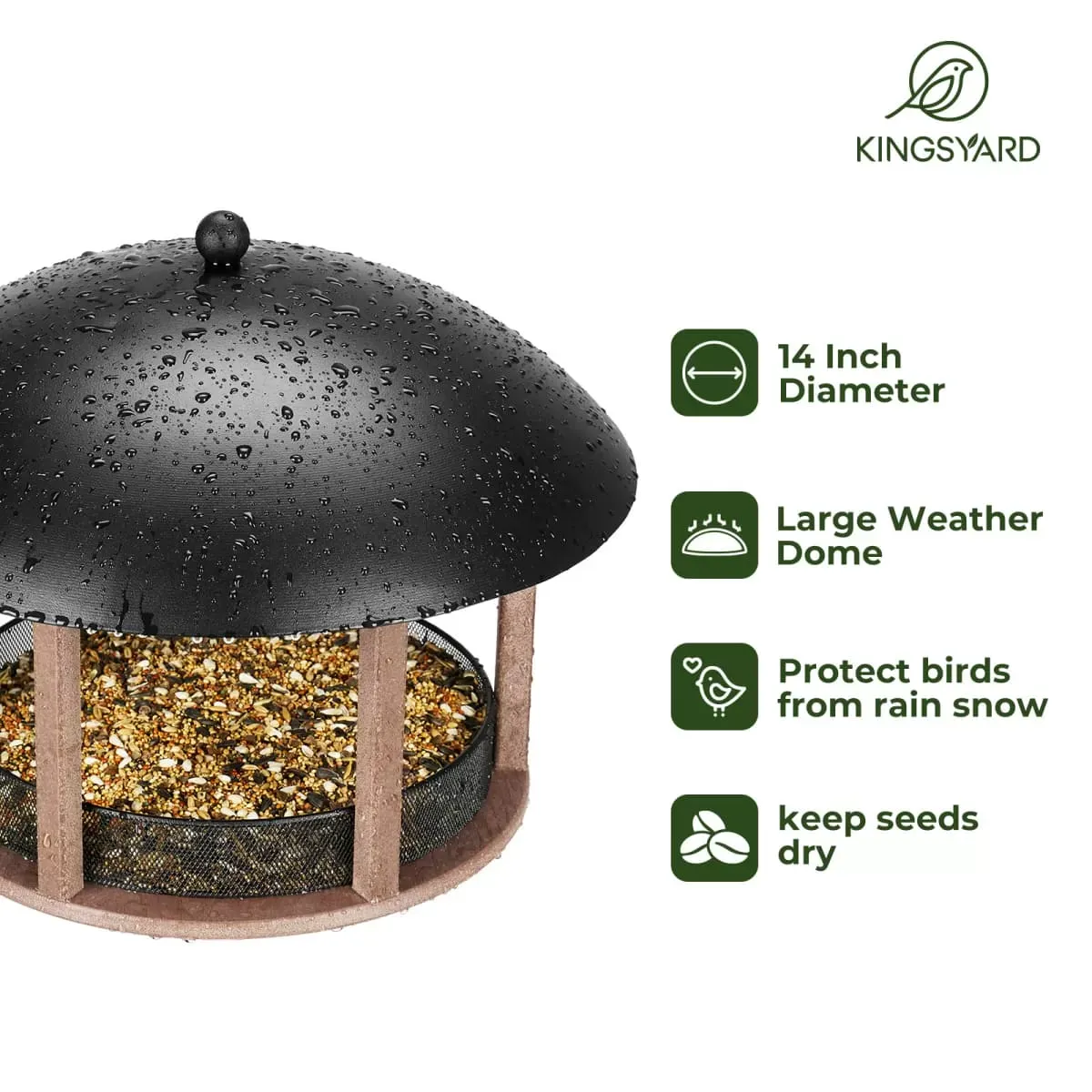 Brown Kingsyard Platform Bird Feeder with Protective Top 5