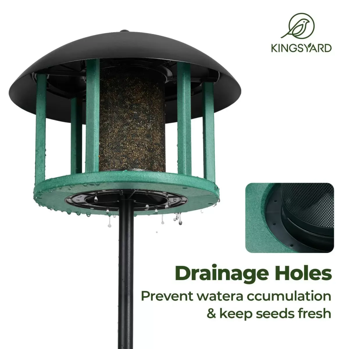 Kingsyard Platform Bird Feeder with Protective Dome 8