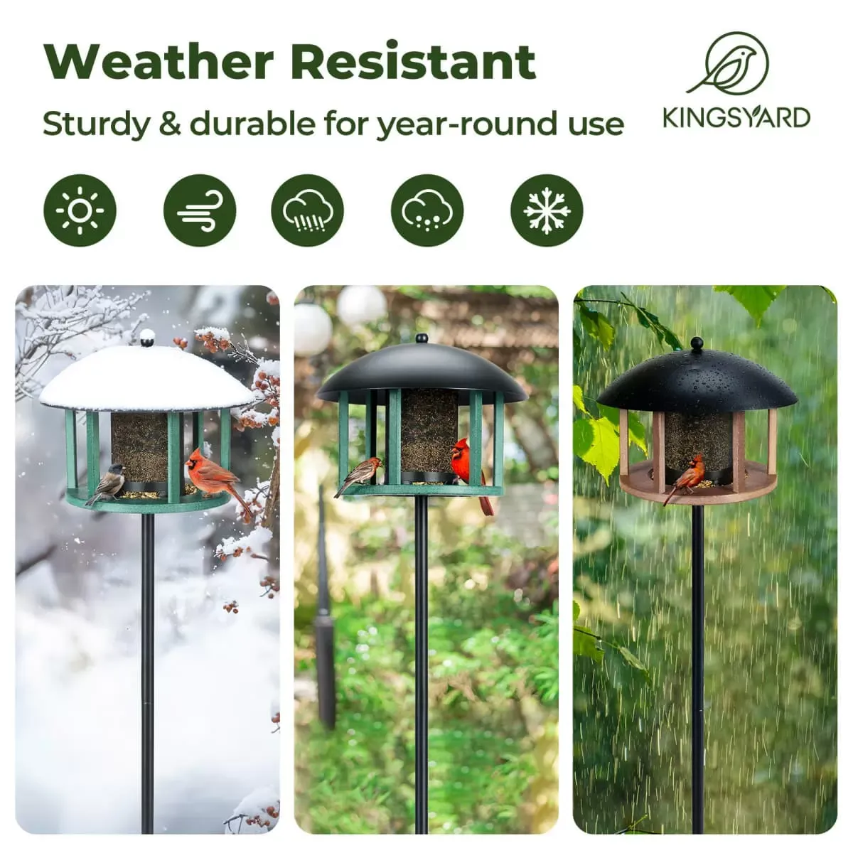 Green Kingsyard Platform Bird Feeder with Protective Dome 9