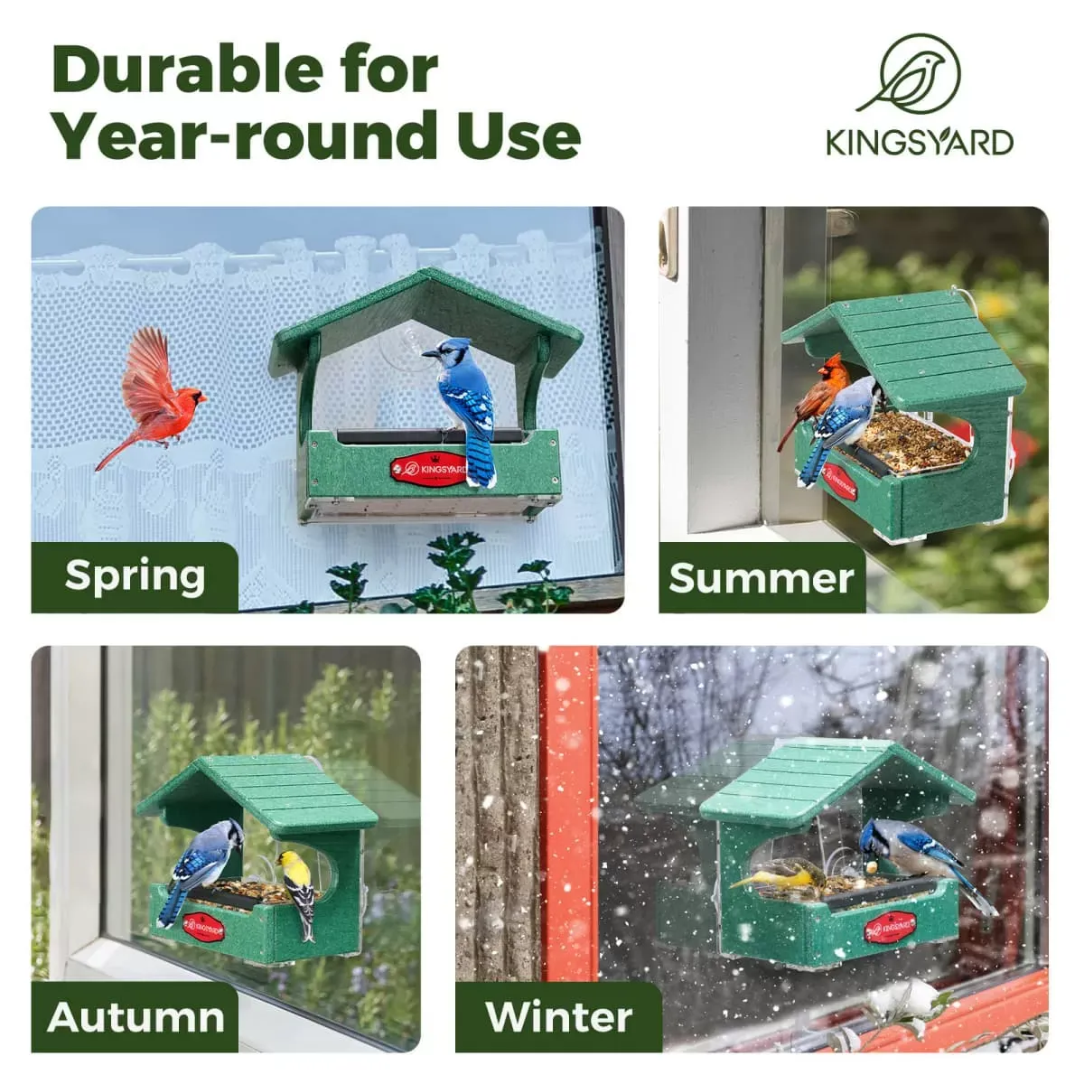 Kingsyard Window Bird Feeder House for Outside Hanging 7