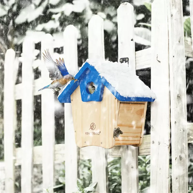 Royal Blue Kingsyard Wooden Bluebird House with 1.5'' Hole for Outdoor Nesting 7