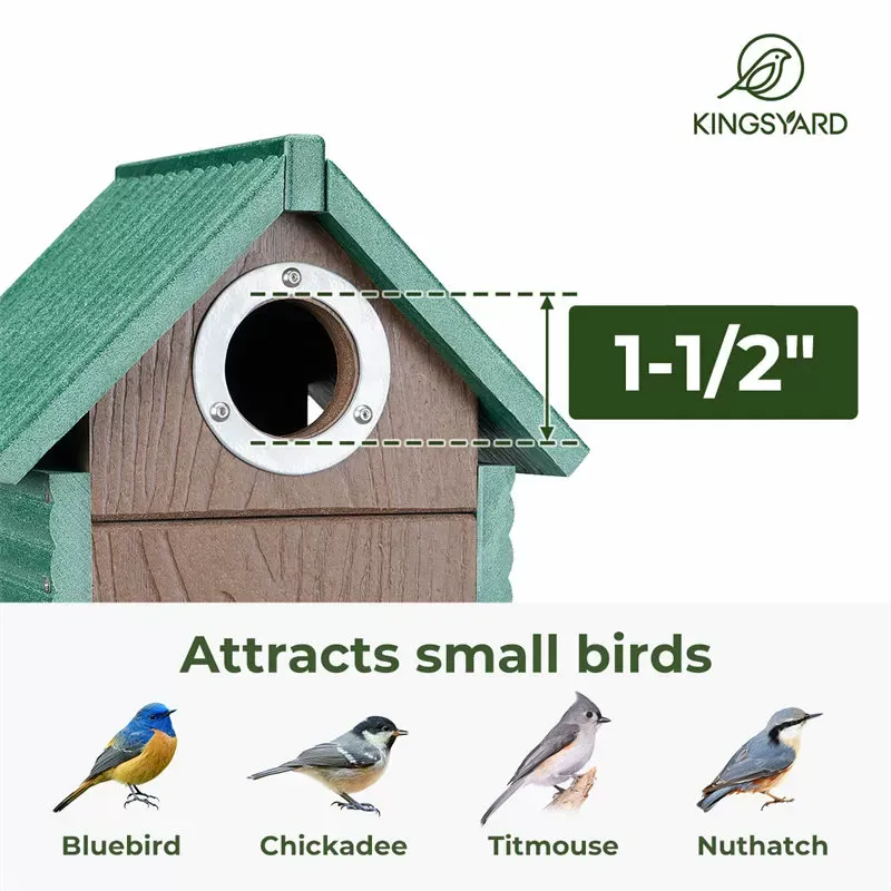 Green Kingsyard Weatherproof Bluebird House with 1.5'' Hole for Outdoor Nesting 4
