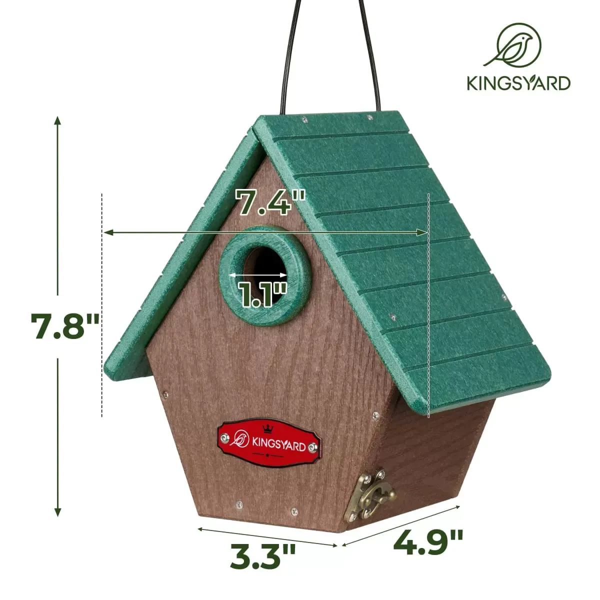 Green Kingsyard Hanging Wren House with 1.1'' Hole 3