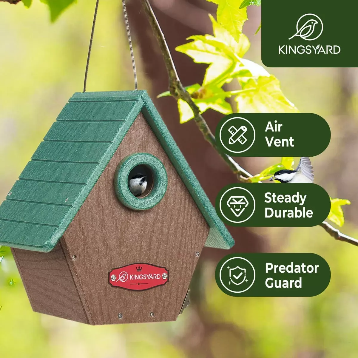 Green Kingsyard Hanging Wren House with 1.1'' Hole 6