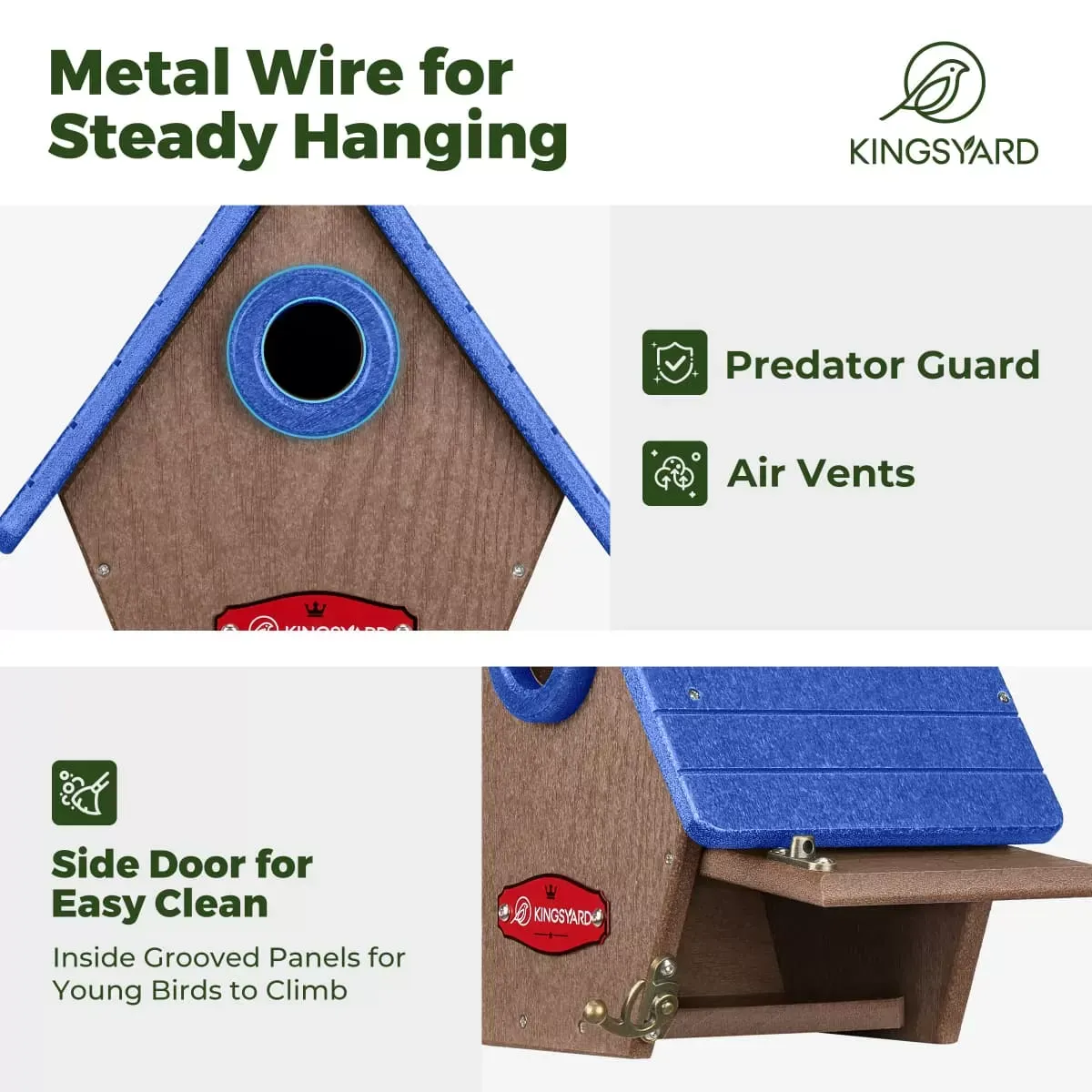 Blue Kingsyard Hanging Wren House with 1.1'' Hole 4 Blue Kingsyard Hanging Wren House with 1.1'' Hole 4