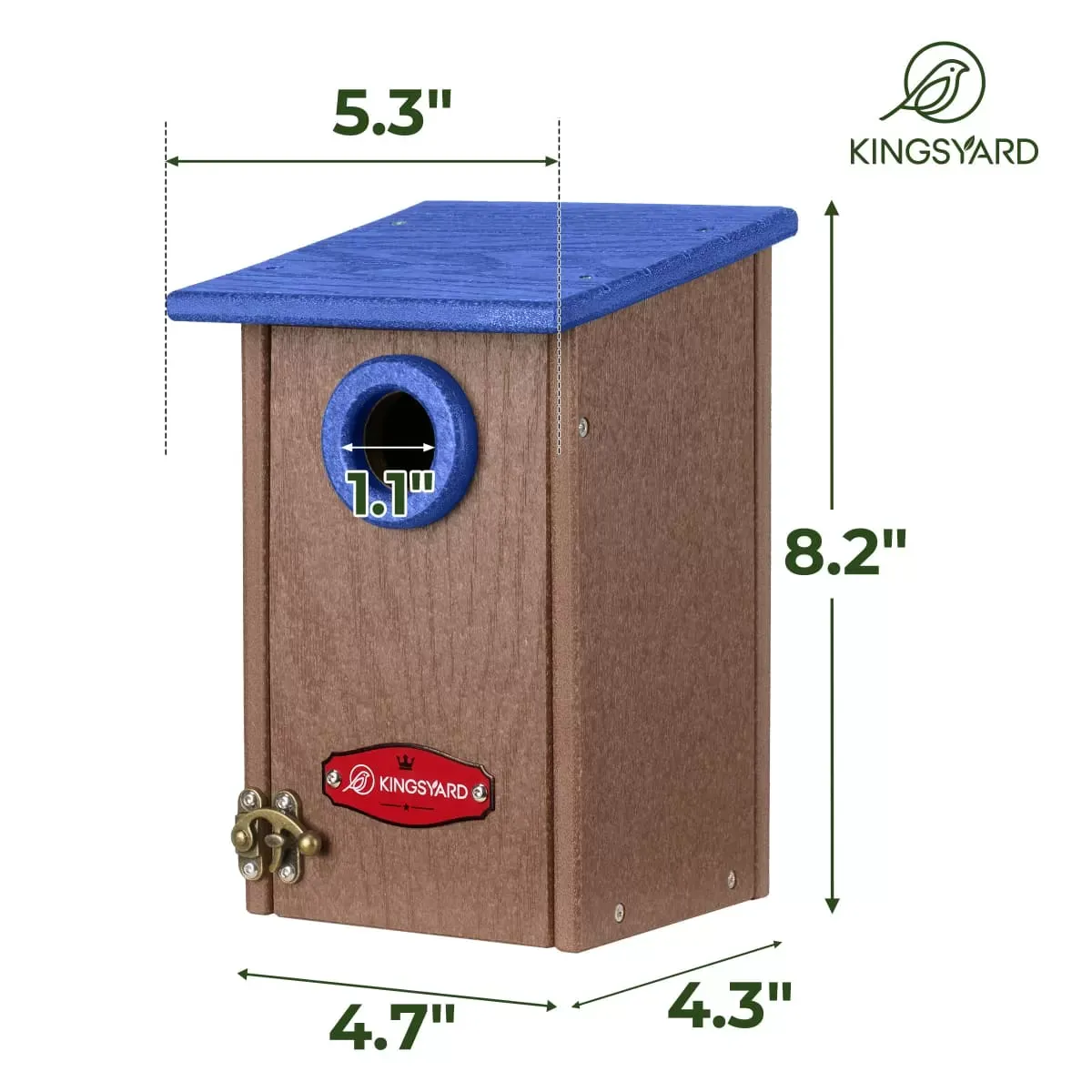 Blue Kingsyard Weatherproof Wren Bird House with 1'' Hole for Outdoor Nesting 3