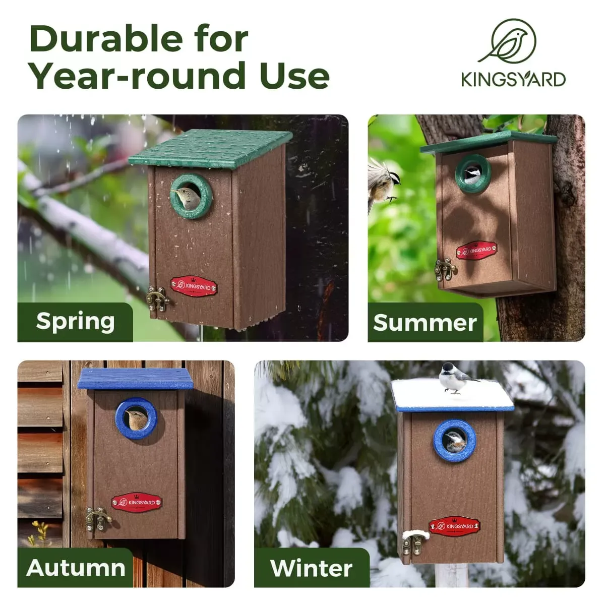 Blue Kingsyard Weatherproof Wren Bird House with 1'' Hole for Outdoor Nesting 7