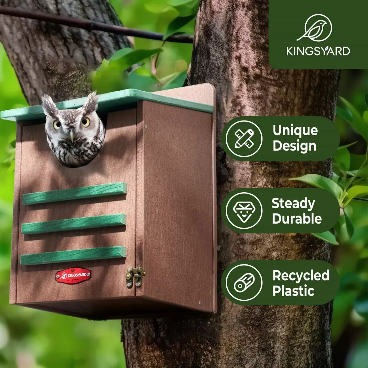 Kingsyard Weatherproof Owl House Outdoor Nesting Box 9