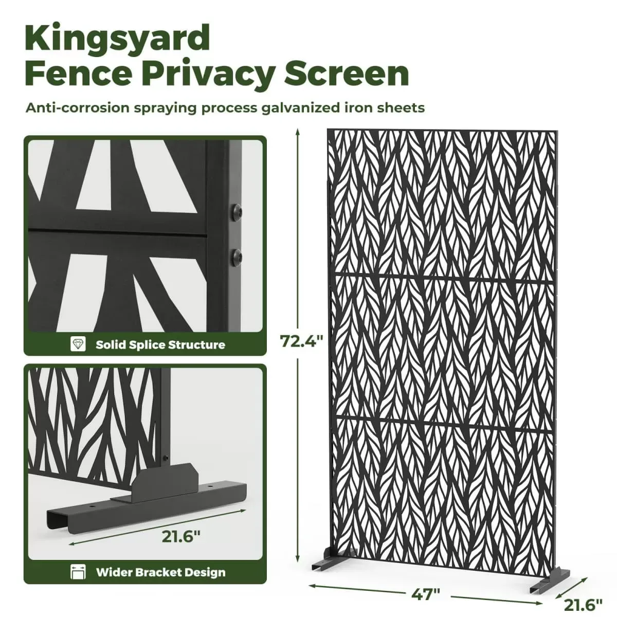 Vine Leaf Pattern Kingsyard Decorative Metal Privacy Screen 4