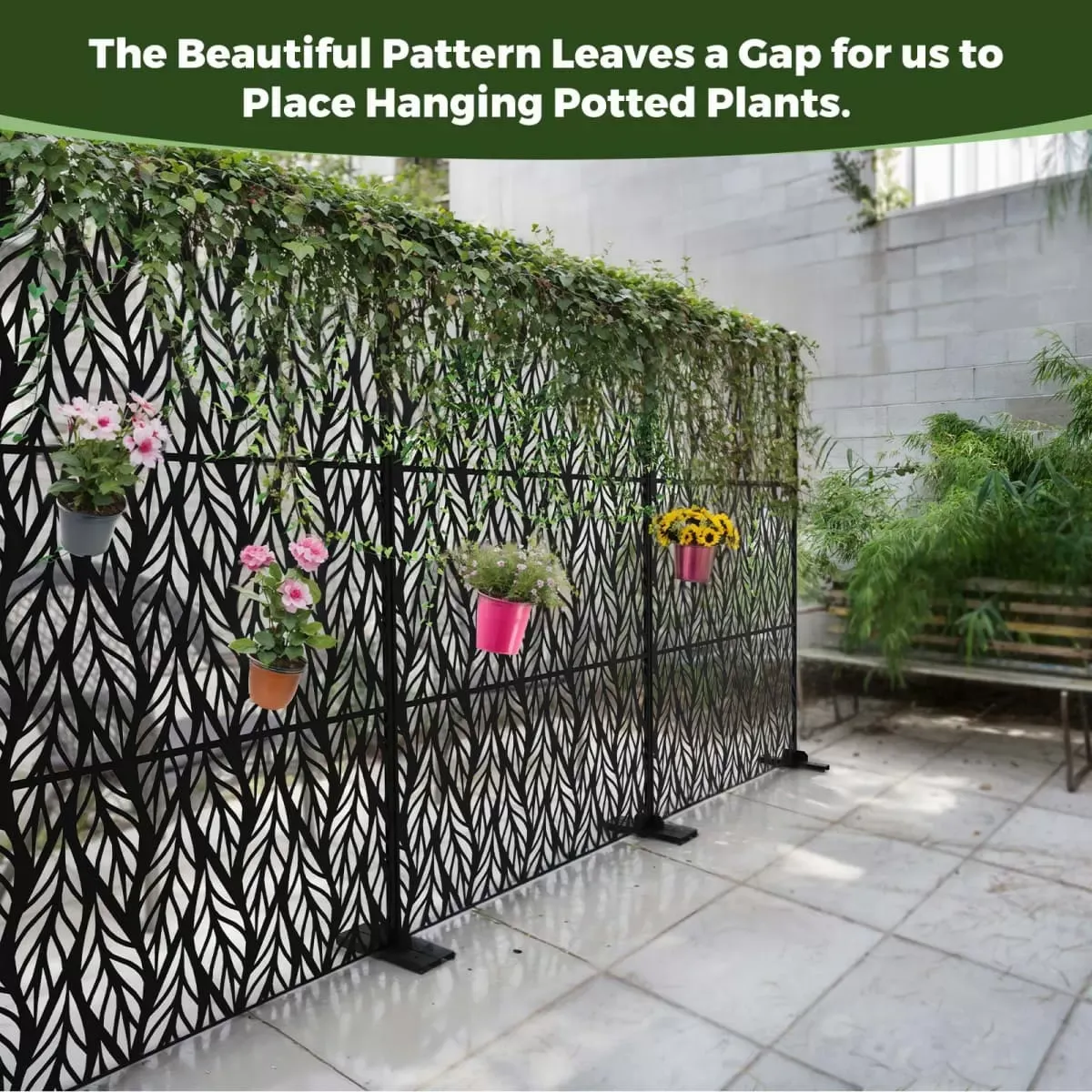 Vine Leaf Pattern Kingsyard Decorative Metal Privacy Screen 6